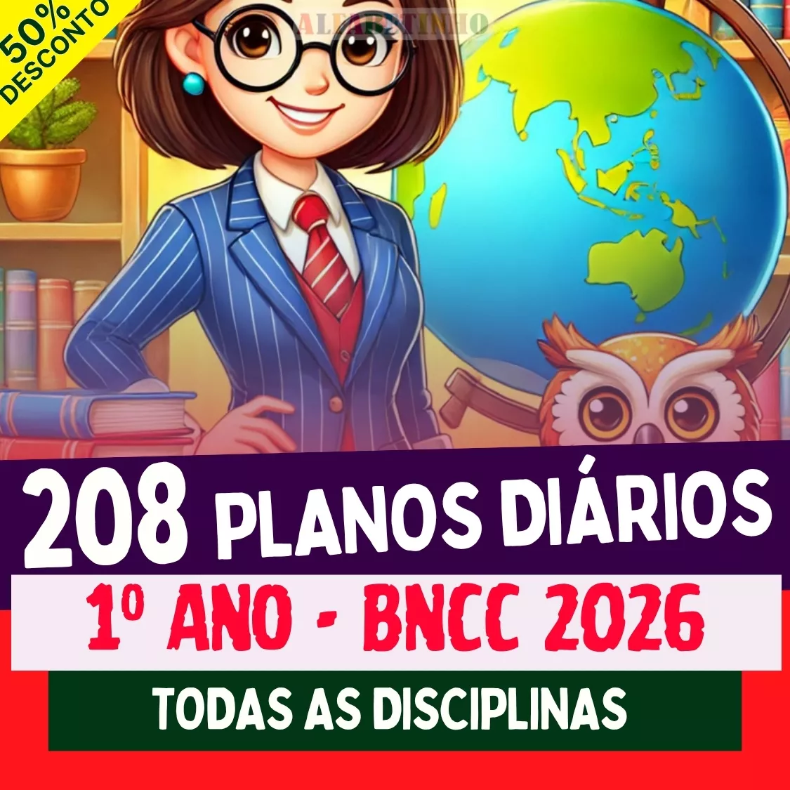 208 Planos Diário - 1º Ano - BNCC 2026 - Todas as Disciplinas Recursos Pedagógicos - Fundamental - Anos Iniciais