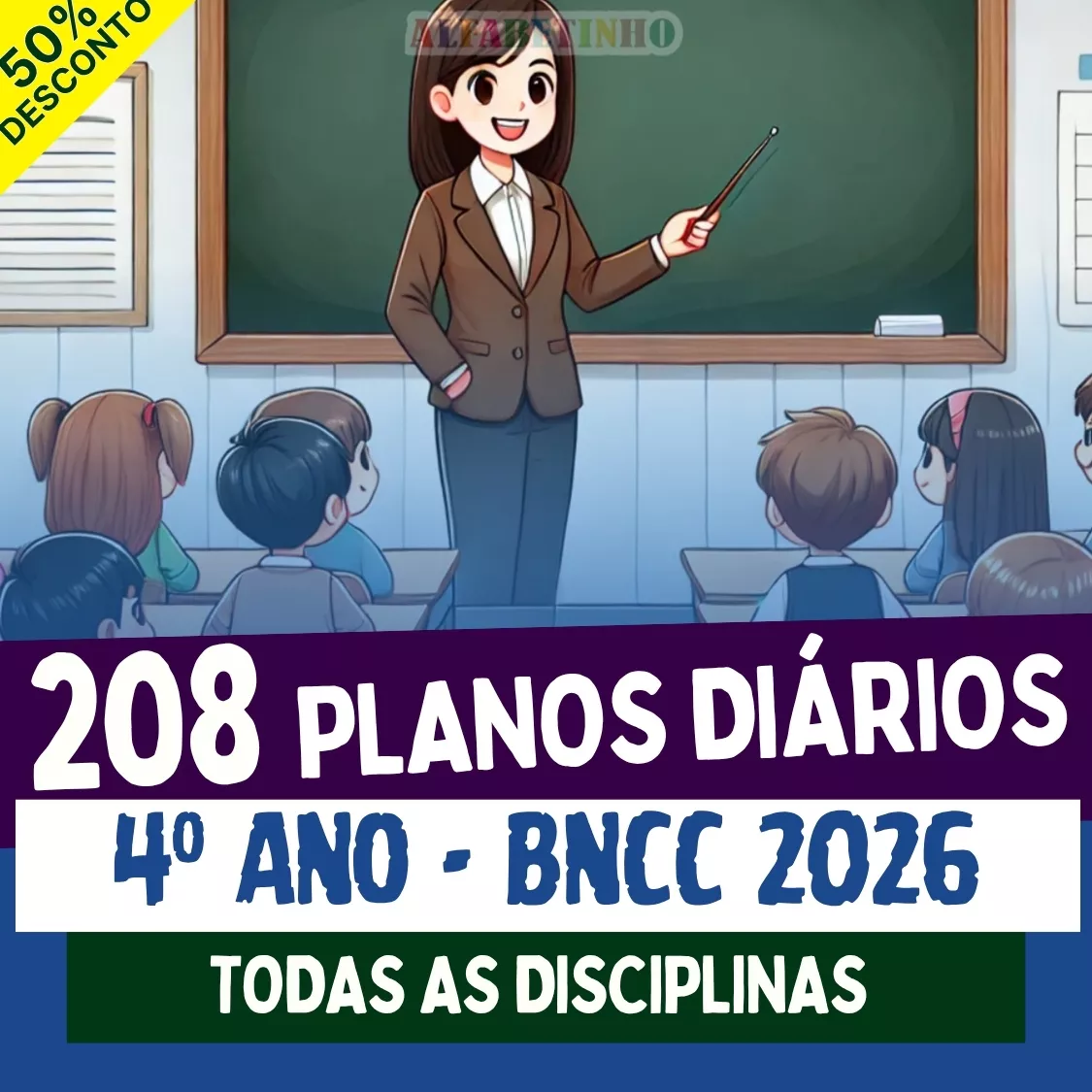 208 Planos Diário - 4º Ano - BNCC 2026 - Todas as Disciplinas Recursos Pedagógicos - Fundamental - Anos Iniciais
