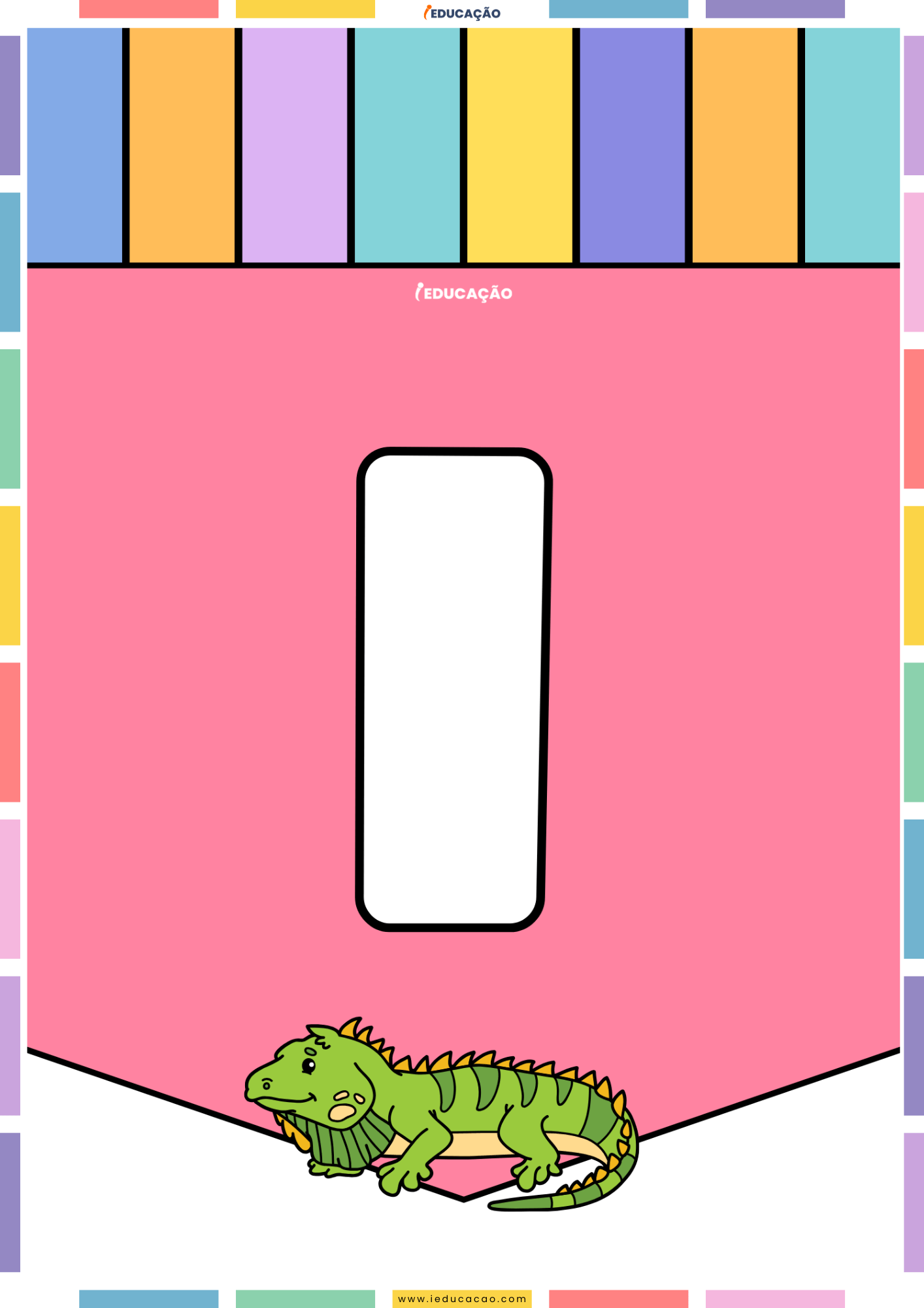 26 Letras do Alfabeto Colorido para Imprimir com Ilustrações PDF Grátis Alfabeto colorido para imprimir e montar um mural com o abecedário completo com o alfabeto ilustrado - Letra I para imprimir