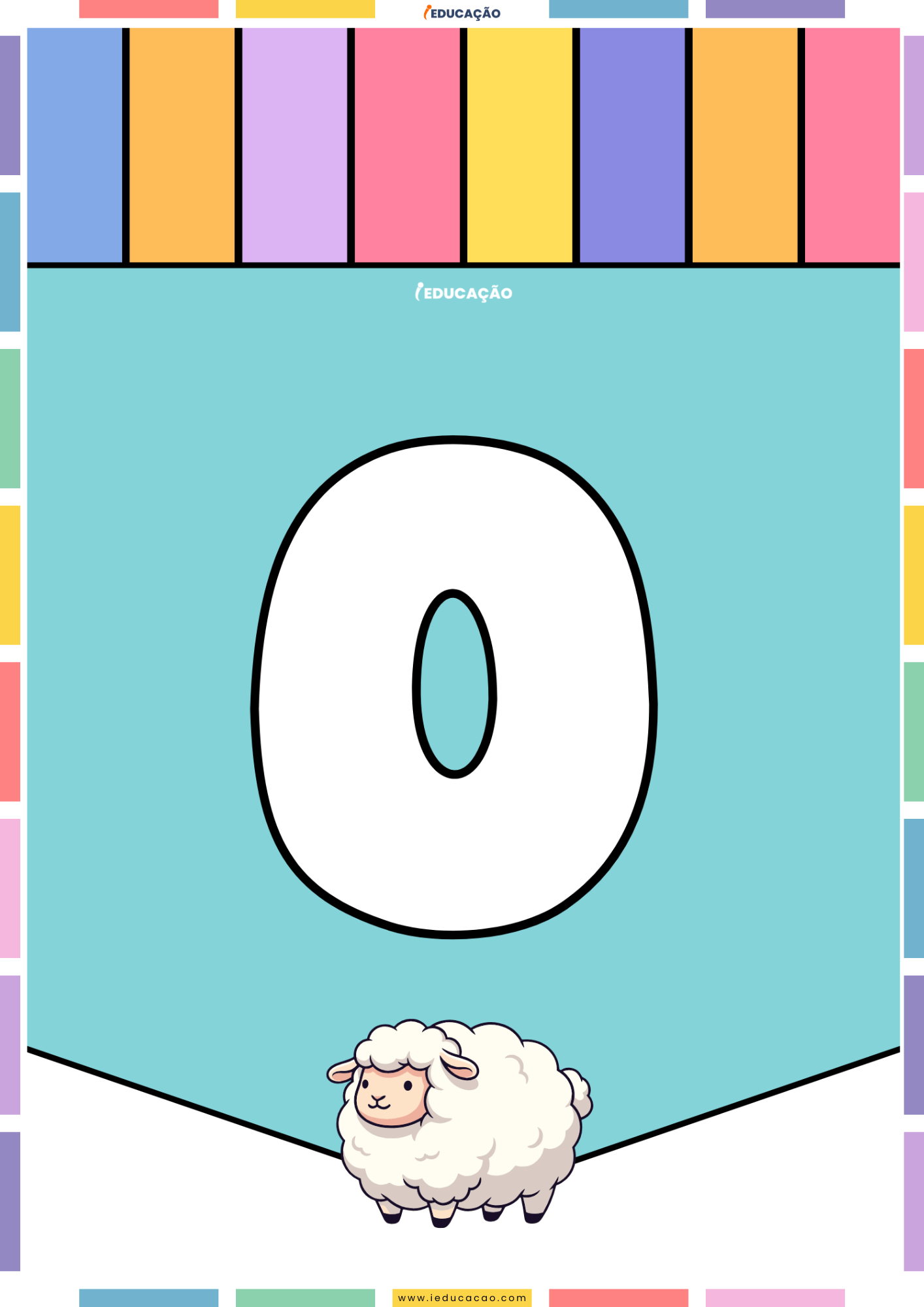 26 Letras do Alfabeto Colorido para Imprimir com Ilustrações PDF Grátis Alfabeto colorido para imprimir e montar um mural com o abecedário completo com o alfabeto ilustrado - Letra O para imprimir