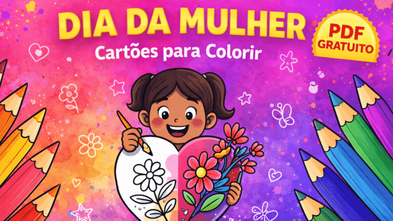 Cartão do Dia Internacional da Mulher para Colorir