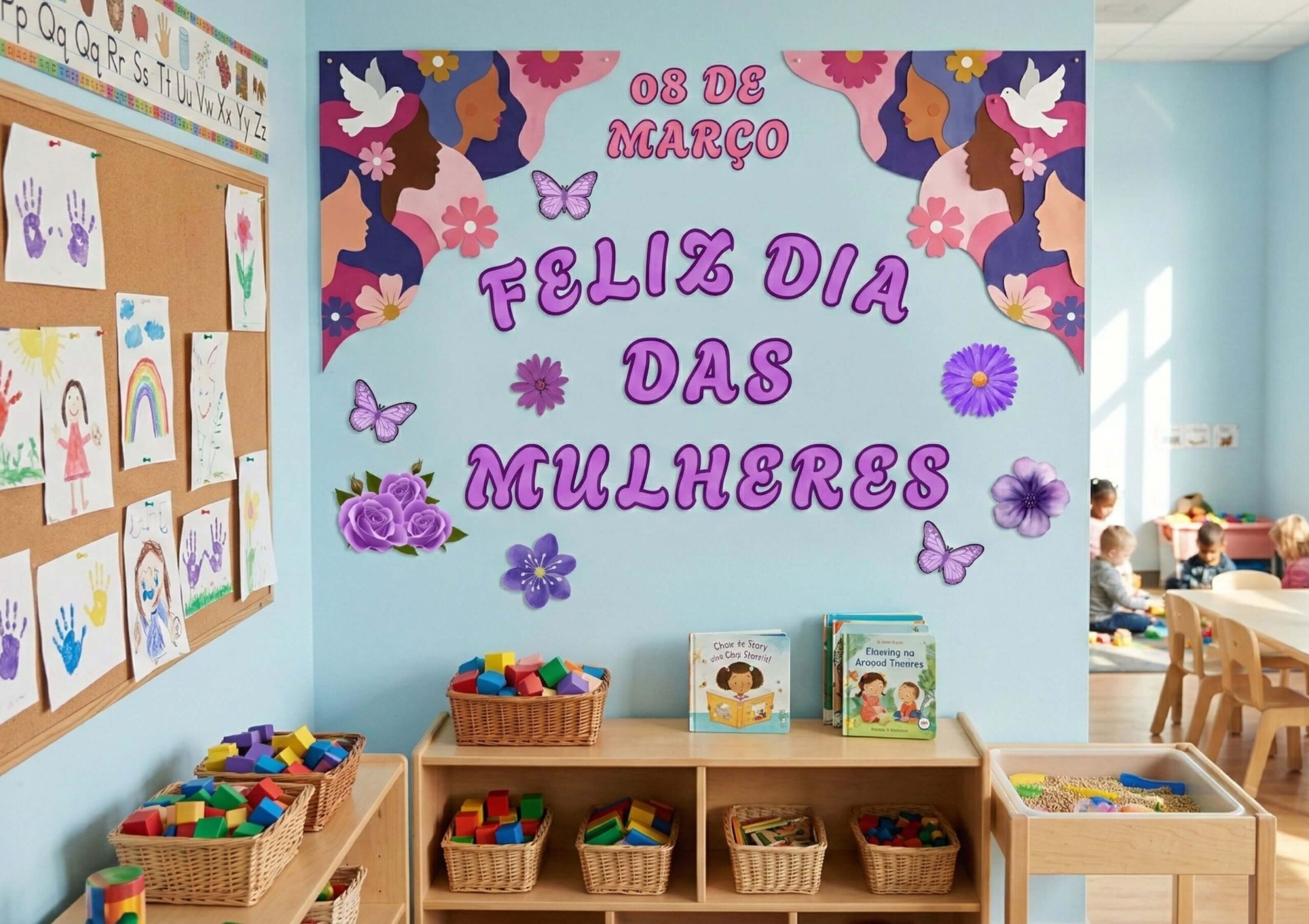 Painel Dia da Mulher Para Imprimir Grátis Painel Dia da Mulher Com Varal de Letras para Formar Frases . Feliz Dia das Mulheres 8 de março - Cartaz Dia Internacional das Mulheres - Painel gratuito para o dia da Mulher
