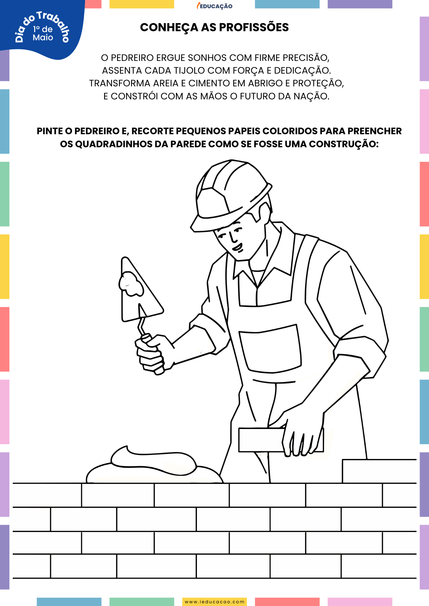 Atividades do Dia do Trabalho Para Educação Infantil Atividades do Dia do Trabalho Para Educação Infantil com proposta de atividade recorte e cole com desenho para colorir do dia do trabalho