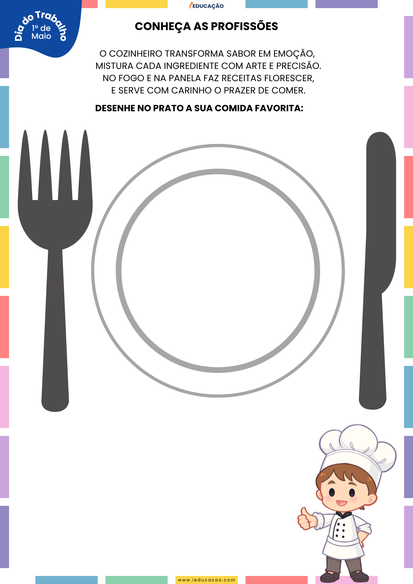 Atividades do Dia do Trabalho Para Educação Infantil Atividades do Dia do Trabalho Para Educação Infantil sobre alimentação para desenhar