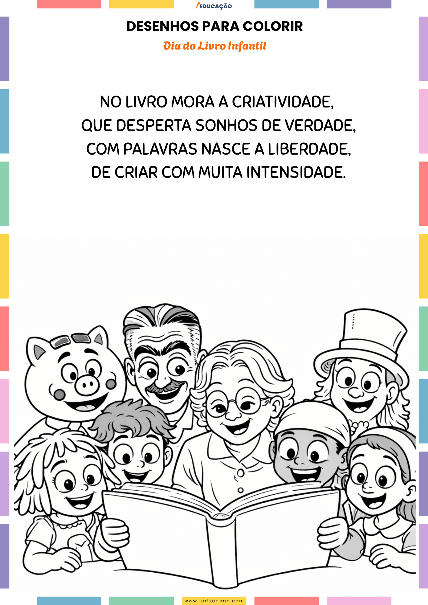 Dia do Livro Infantil 2026 com Kit Monteiro Lobato para Imprimir Desenho da turma do sítio do pica-pau amarelo para colorir - lembrancinhas para o dia do livro infantil