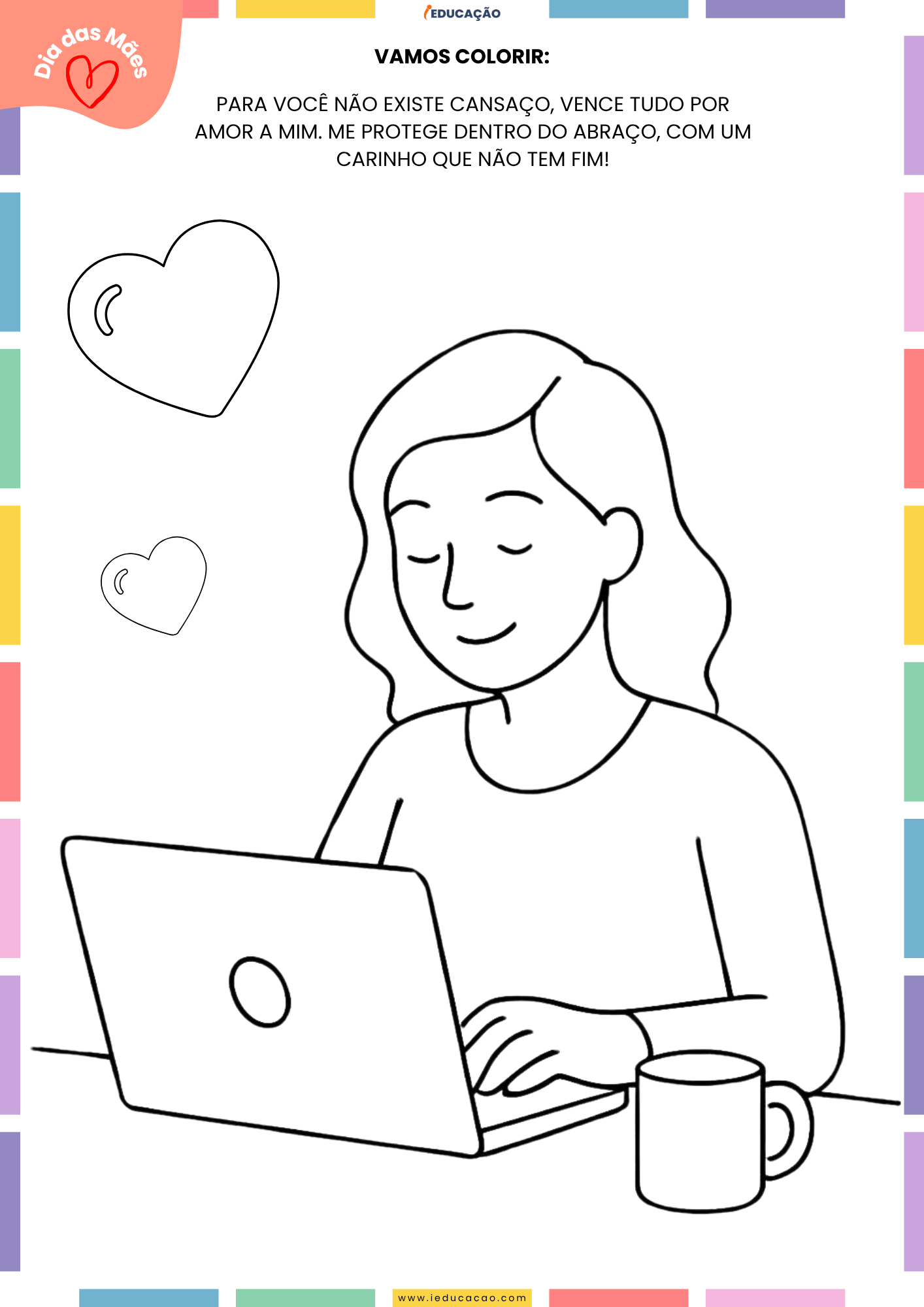 20 Desenhos do Dia das Mães para Colorir Desenho do Dia das Mães para Colorir - Desenho de mulher trabalhando