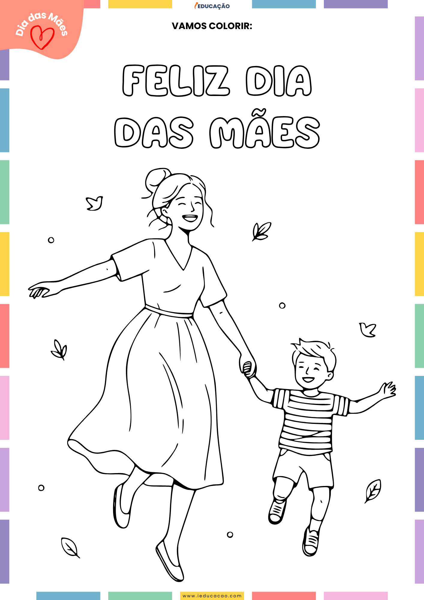 20 Desenhos do Dia das Mães para Colorir Desenho do Dia das Mães para Colorir - Feliz dia das mães - Mamãe e seu Filho