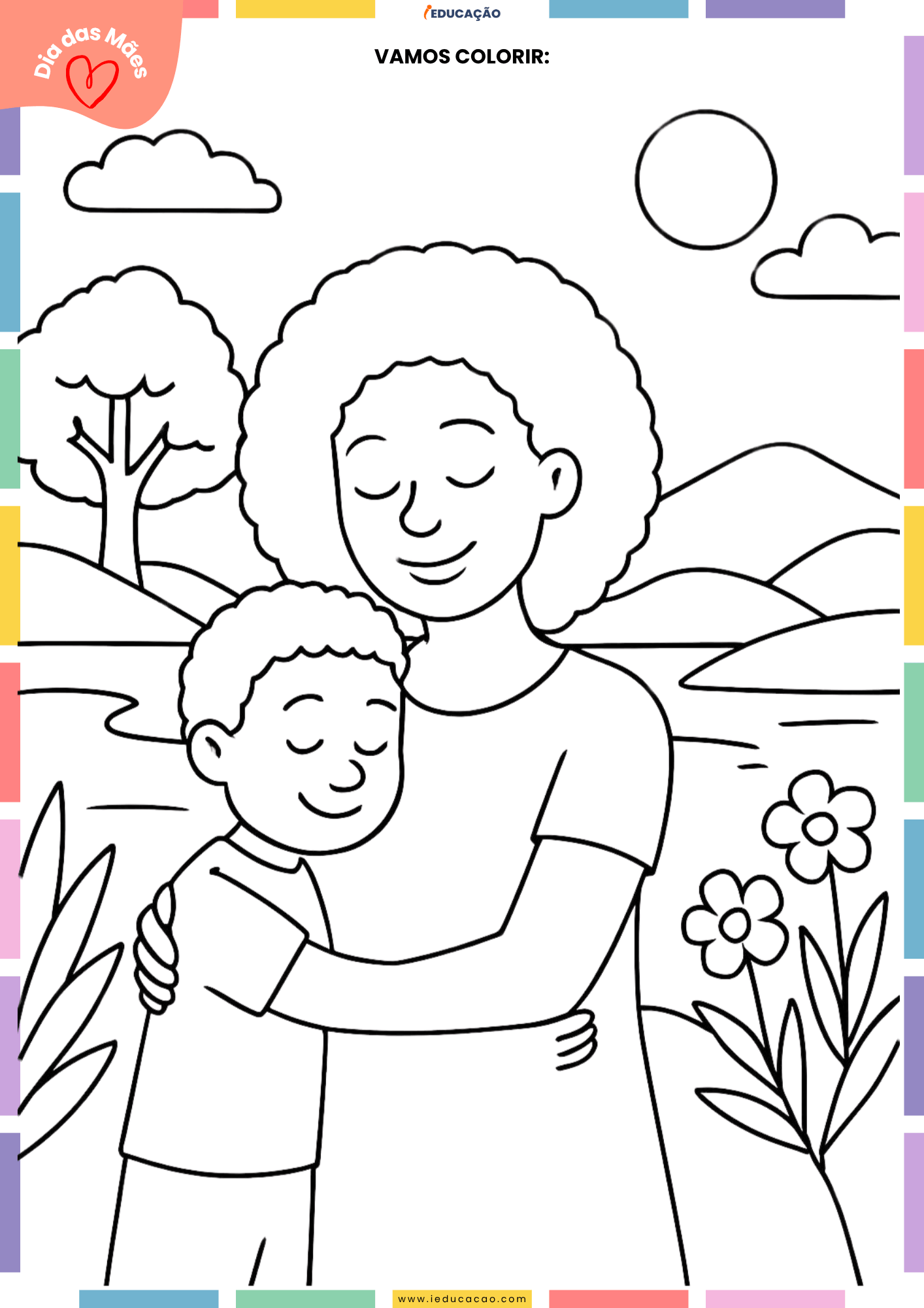 20 Desenhos do Dia das Mães para Colorir Desenho do Dia das Mães para Colorir - Mulher negra para colorir