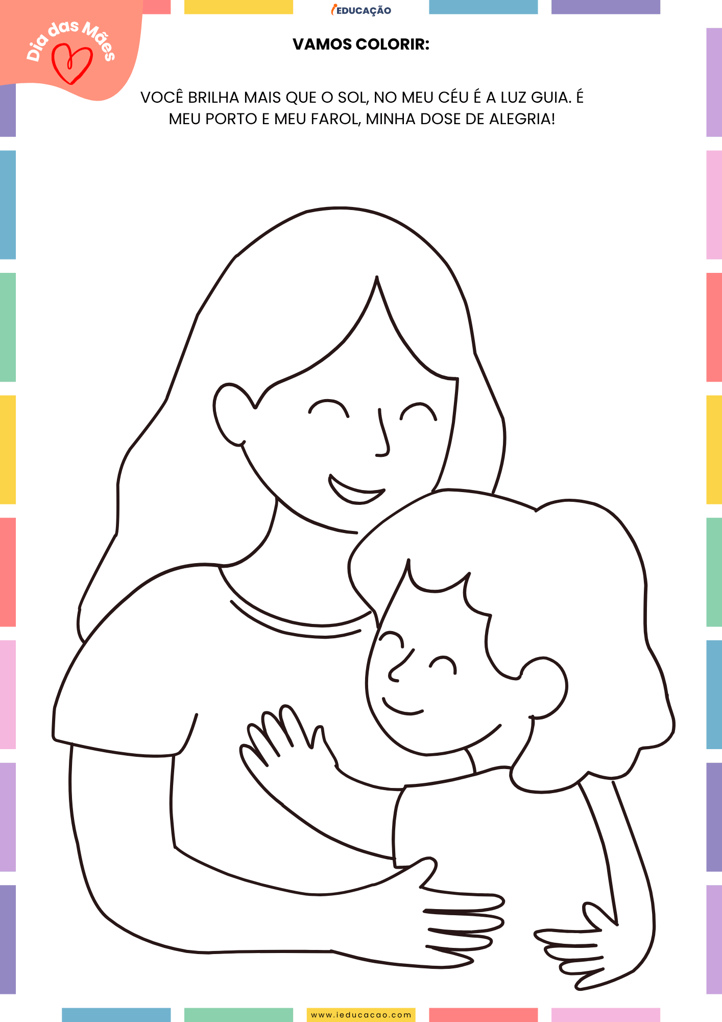 20 Desenhos do Dia das Mães para Colorir Desenho do Dia das Mães para Colorir com textos curtos para leitura