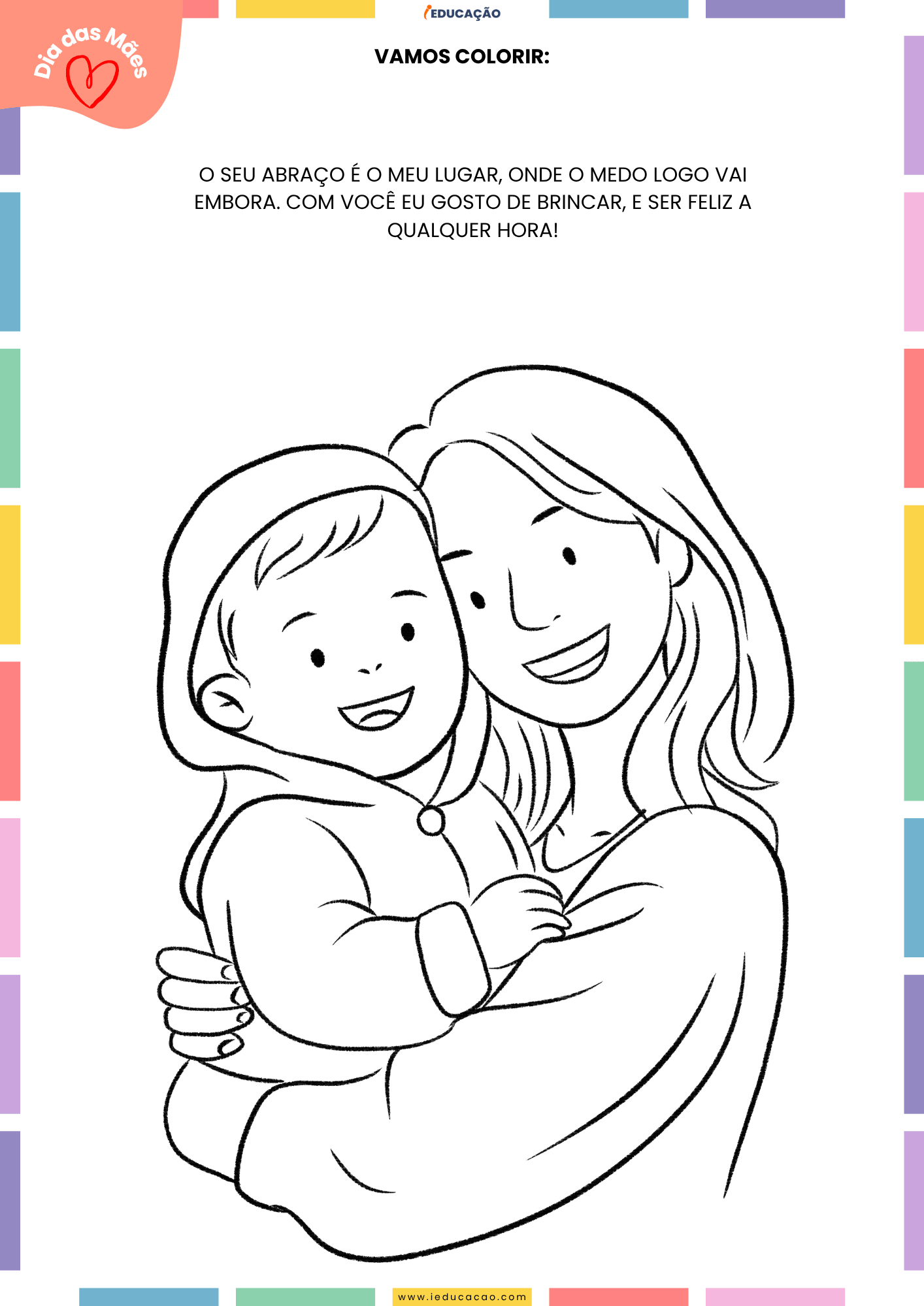 20 Desenhos do Dia das Mães para Colorir Desenho do Dia das Mães para Colorir com versos rimados