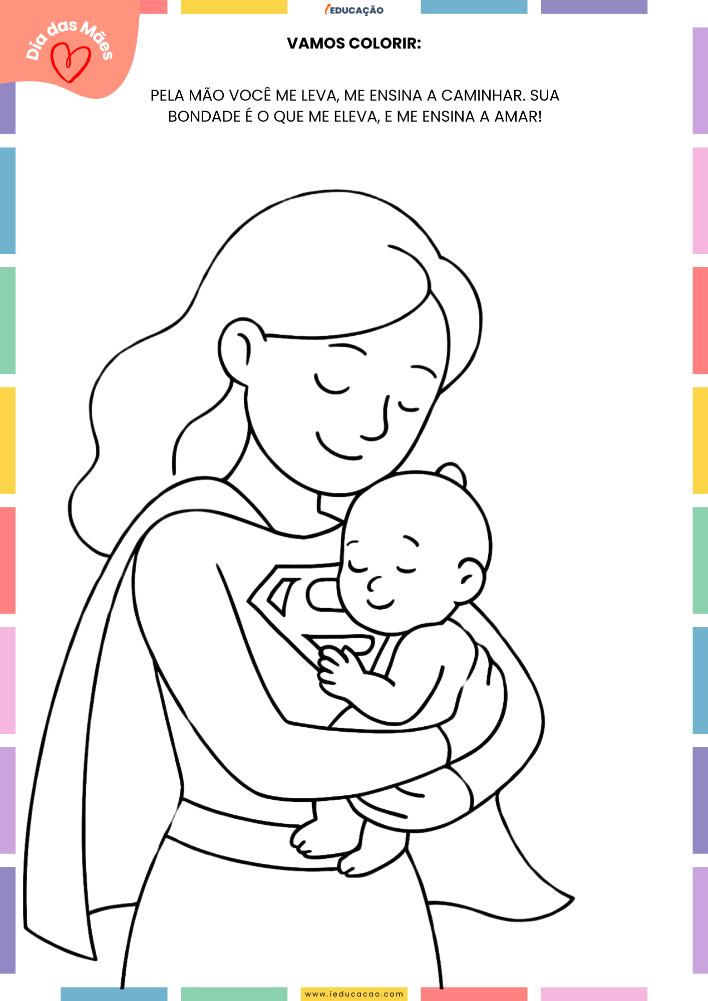 20 Desenhos do Dia das Mães para Colorir Desenhos do Dia das Mães para Colorir - Super mãe para pintar com texto rimado