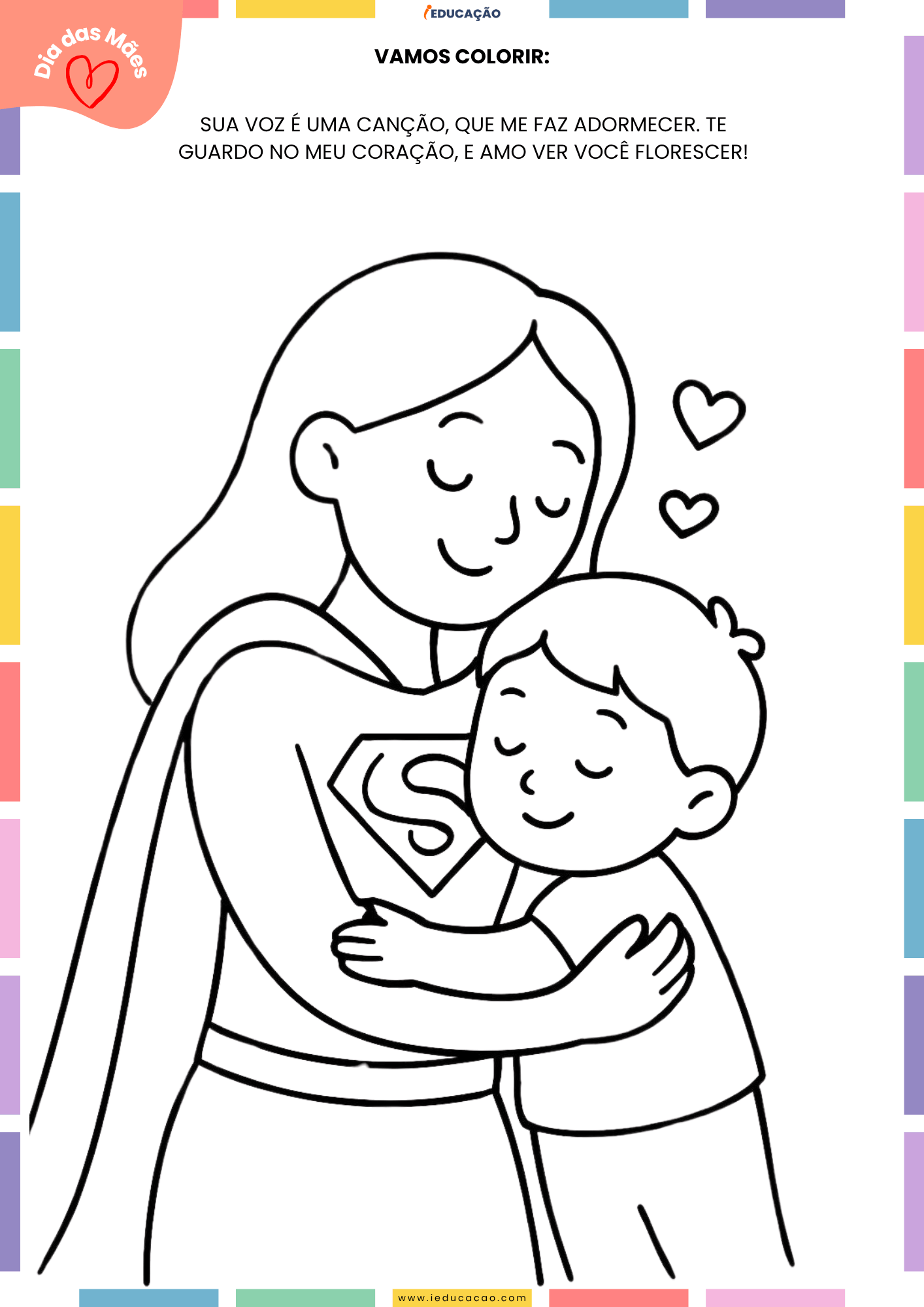 20 Desenhos do Dia das Mães para Colorir Desenhos do Dia das Mães para Colorir - Super mãe para pintar