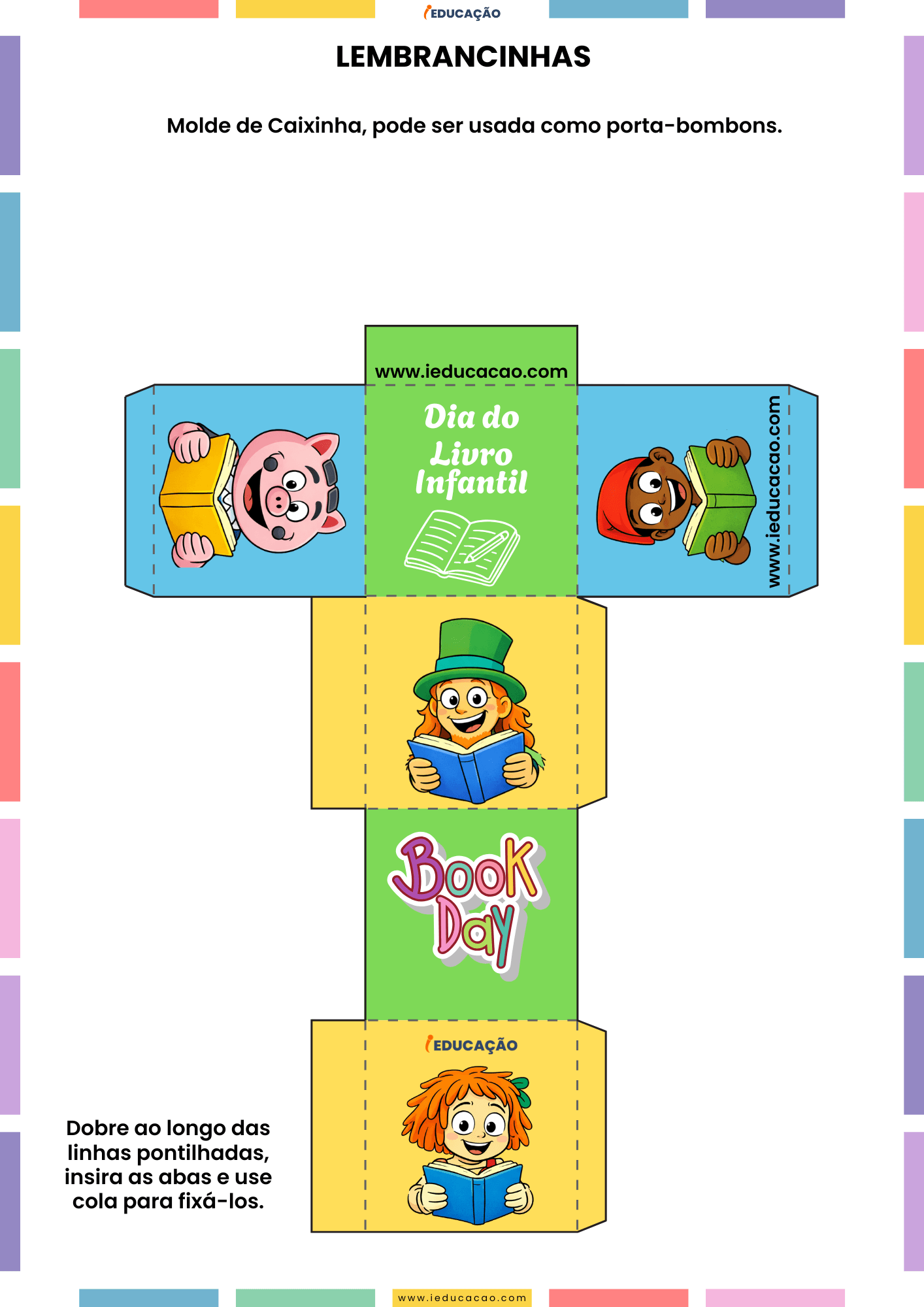 Dia do Livro Infantil 2026 com Kit Monteiro Lobato para Imprimir Lembrancinhas Dia do Livro - Molde de dado - molde de caixinha com os personagens do sítio do pica-pau amarelo