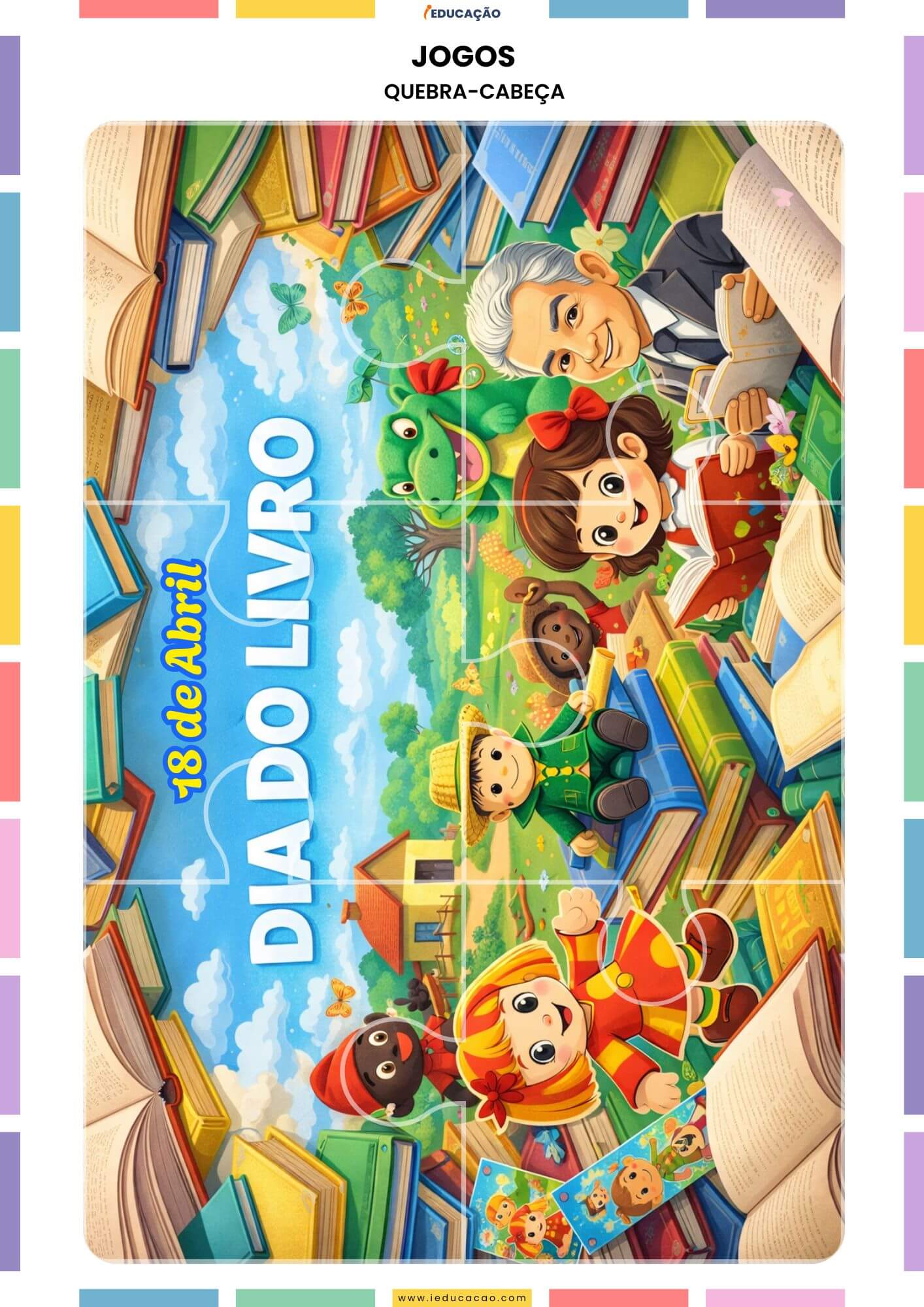 Dia do Livro Infantil 2026 com Kit Monteiro Lobato para Imprimir Lembrancinhas Dia do Livro - Quebra-Cabeça da turma do Pica-Pau Amarelo (1)