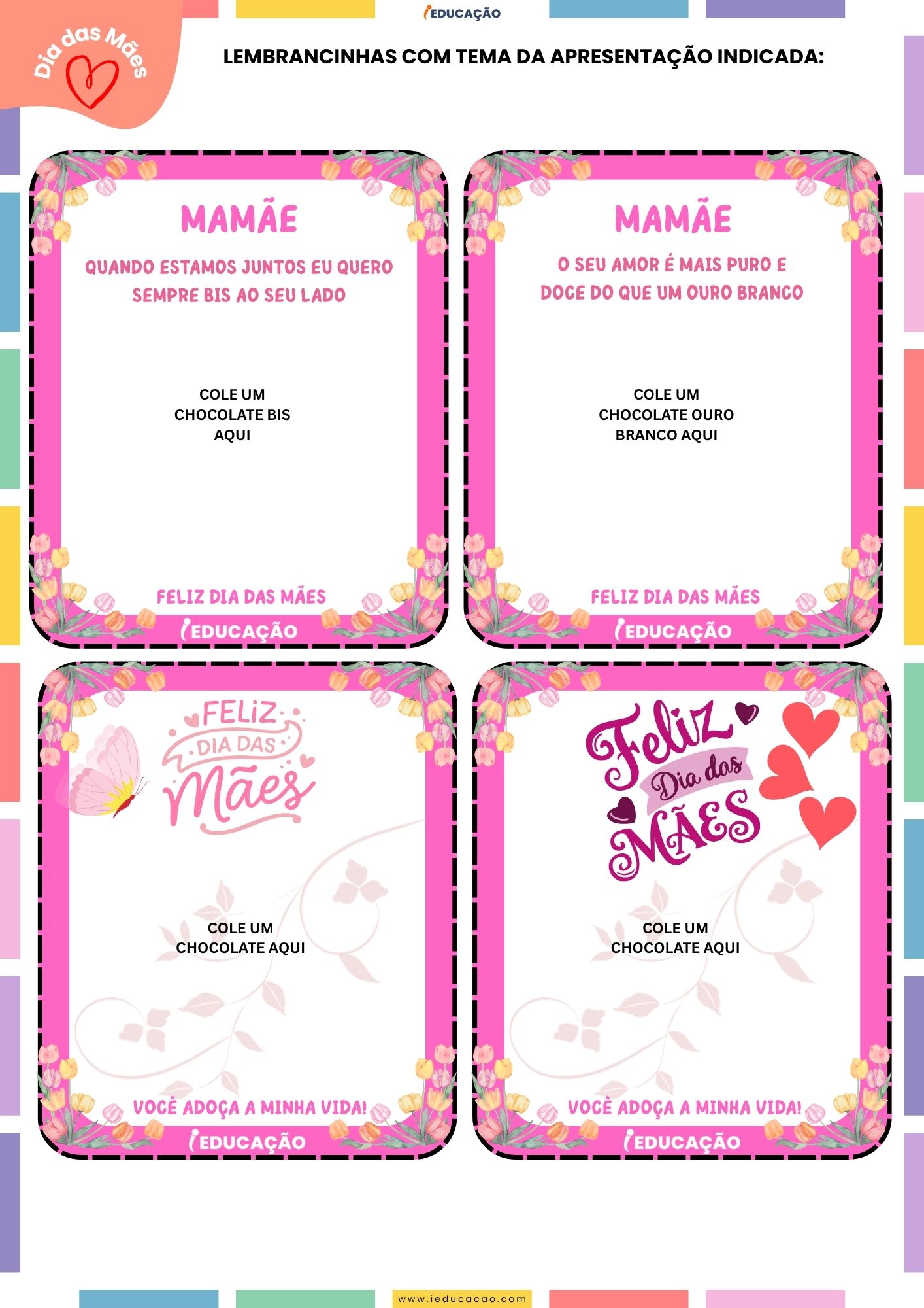 Músicas do Dia das Mães Com Coreografia e Letras para Imprimir Músicas do Dia das Mães para imprimir - lembrancinhas para o dia das mães com porta-chocolates - feliz dia das mães