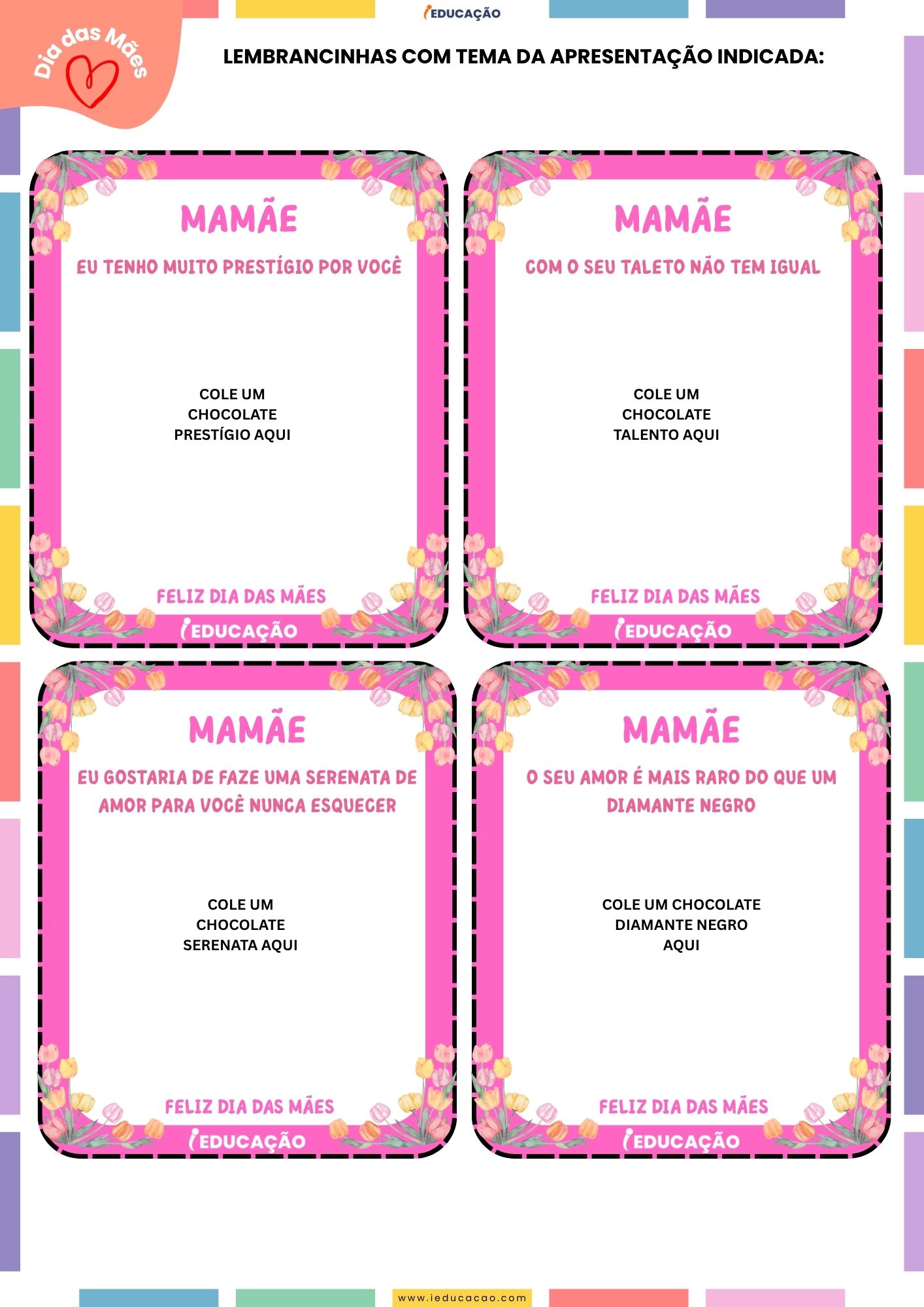 Músicas do Dia das Mães Com Coreografia e Letras para Imprimir Músicas do Dia das Mães para imprimir - lembrancinhas para o dia das mães com porta-chocolates - feliz dia das mamães