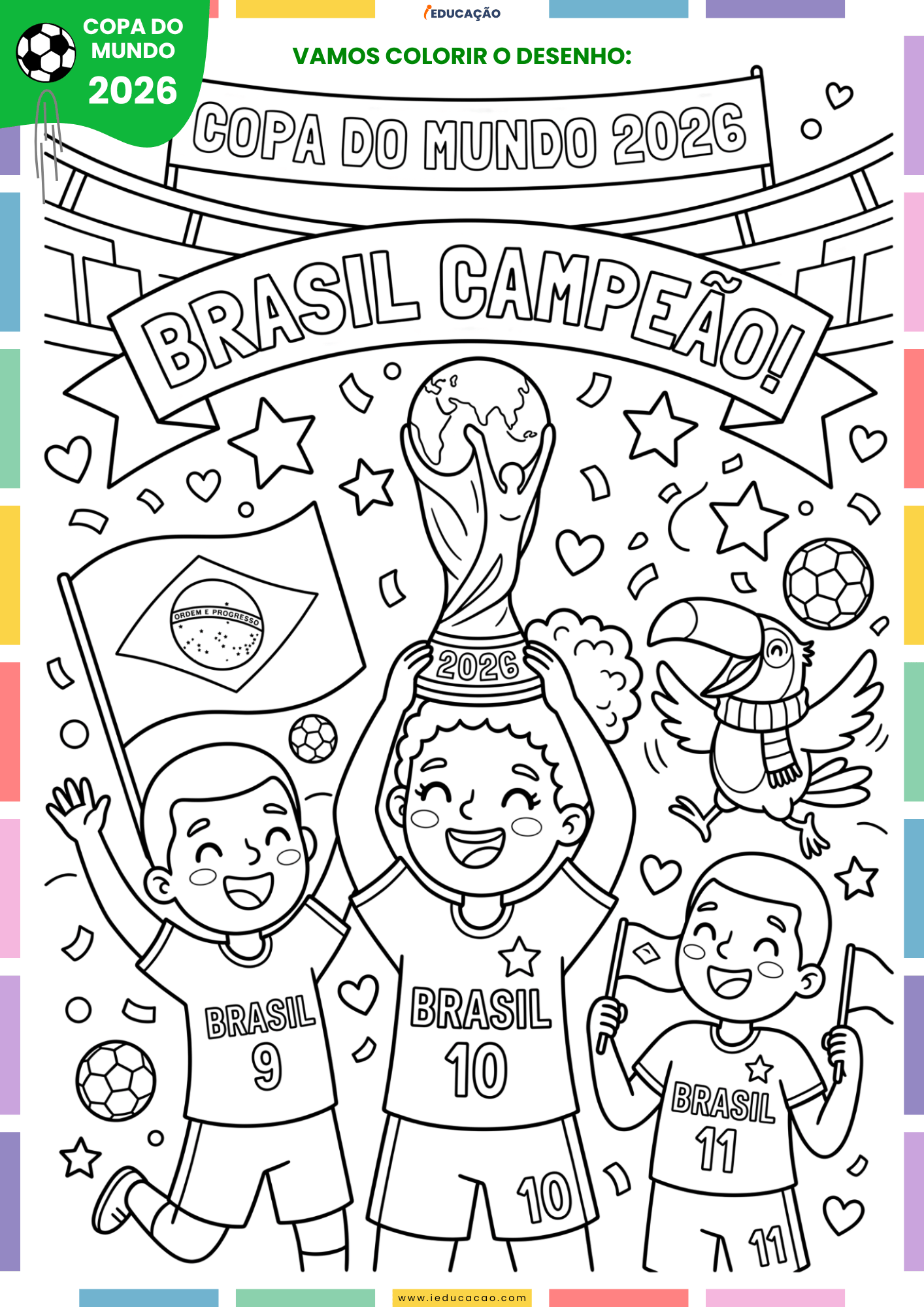 Atividades da Copa do Mundo para Educação Infantil 2026 Atividades da Copa do Mundo para Educação Infantil - desenho da copa do mundo 2026 para colorir