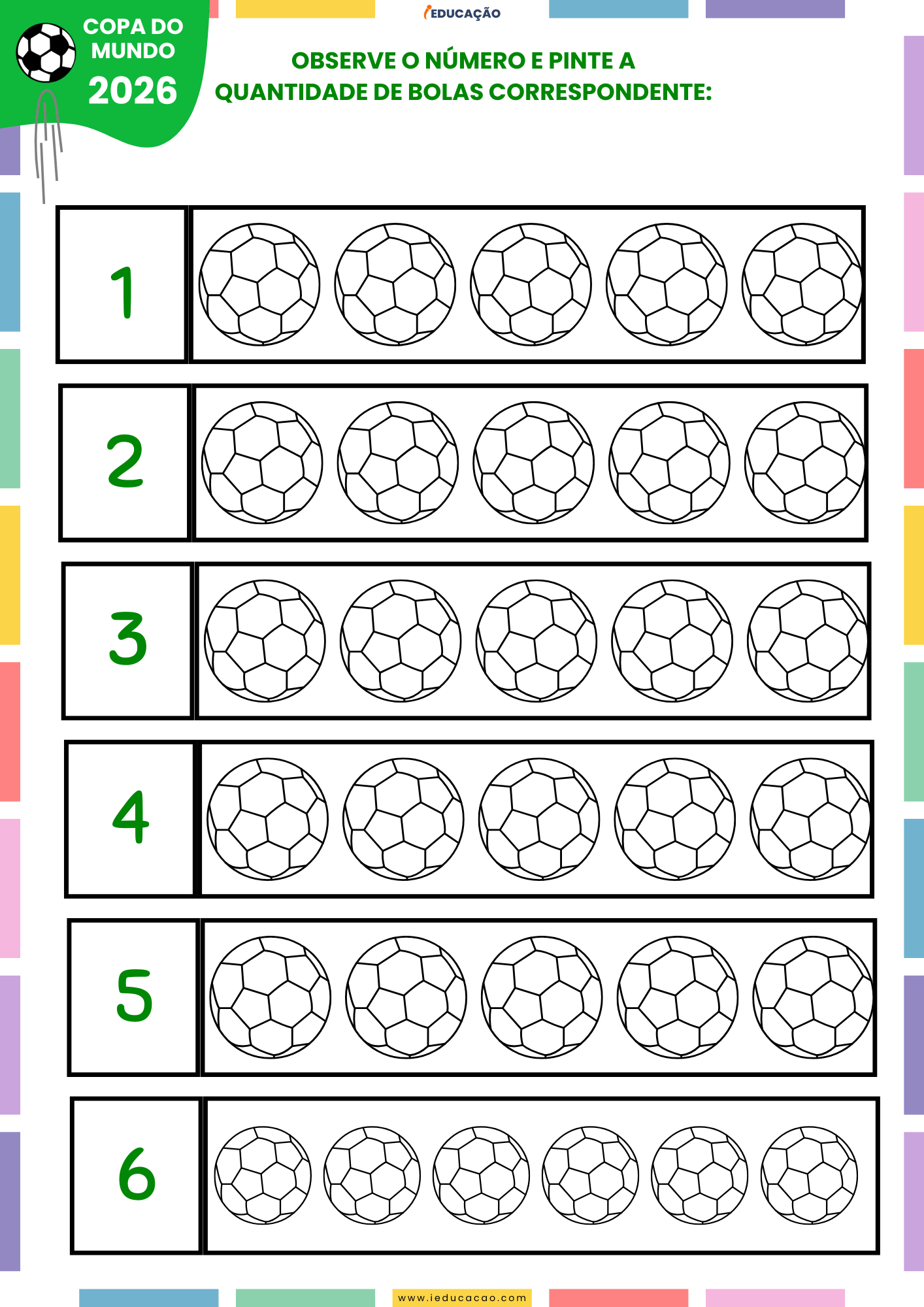 Atividades da Copa do Mundo para Educação Infantil 2026 Atividades de matemática da Copa do Mundo para Educação Infantil 2026