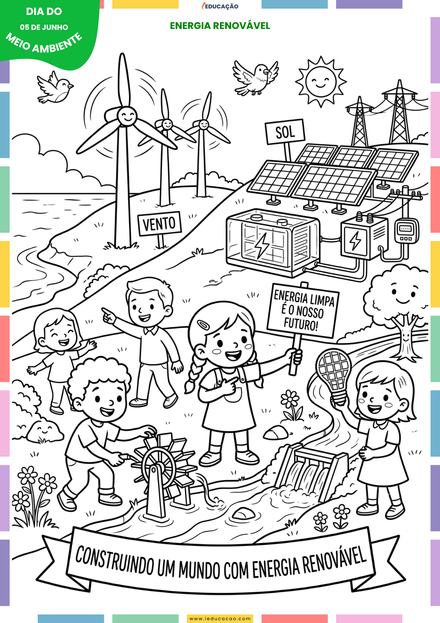 Desenhos do Meio Ambiente para colorir Sobre a Preservação da Natureza Desenhos do meio ambiente para colorir - atividades sobre energia renovável com desenhos para colorir