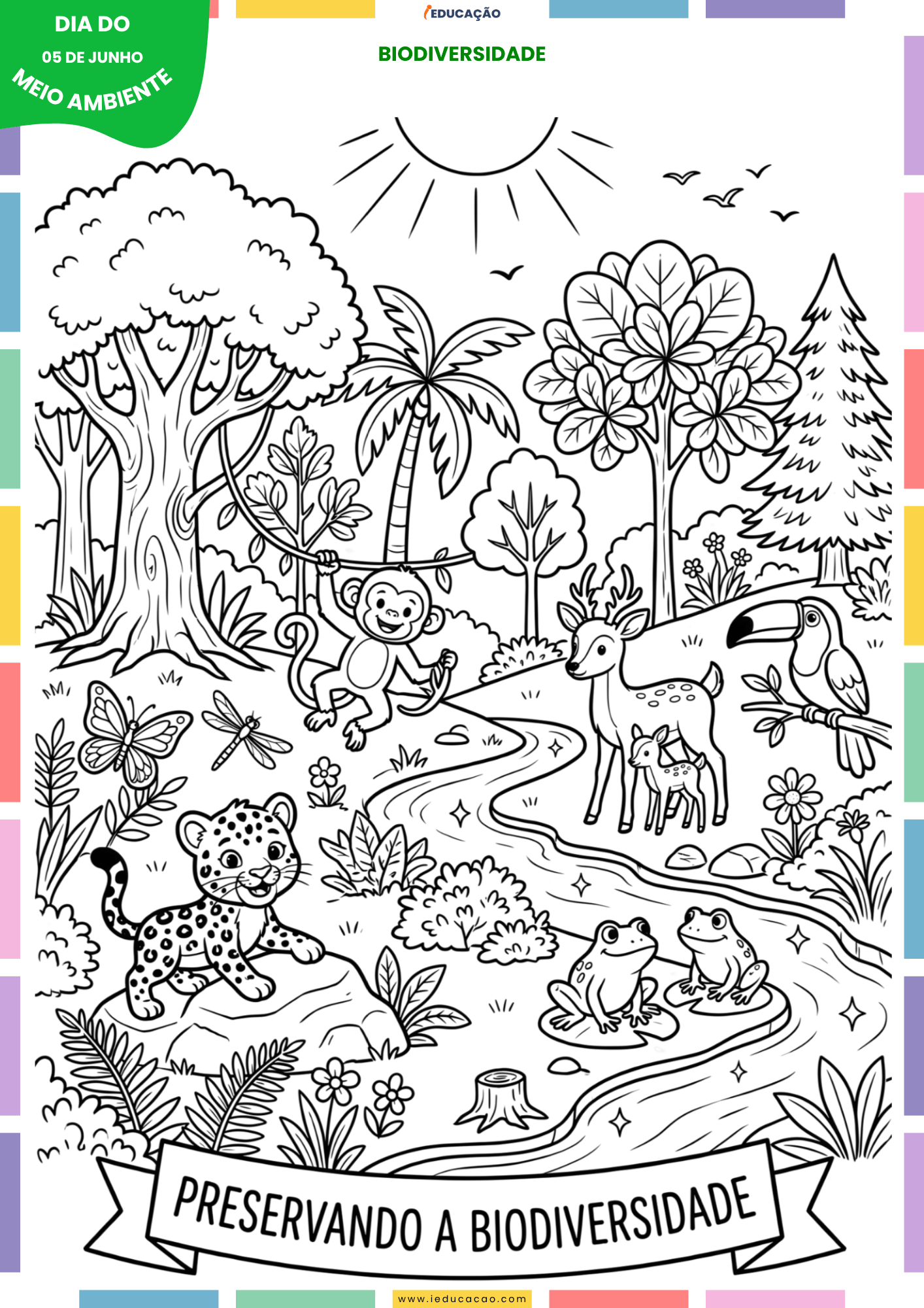 Desenhos do Meio Ambiente para colorir Sobre a Preservação da Natureza Desenhos para o dia do meio ambiente para colorir - atividades sobre biodiversidade nas escolas com desenhos para colorir