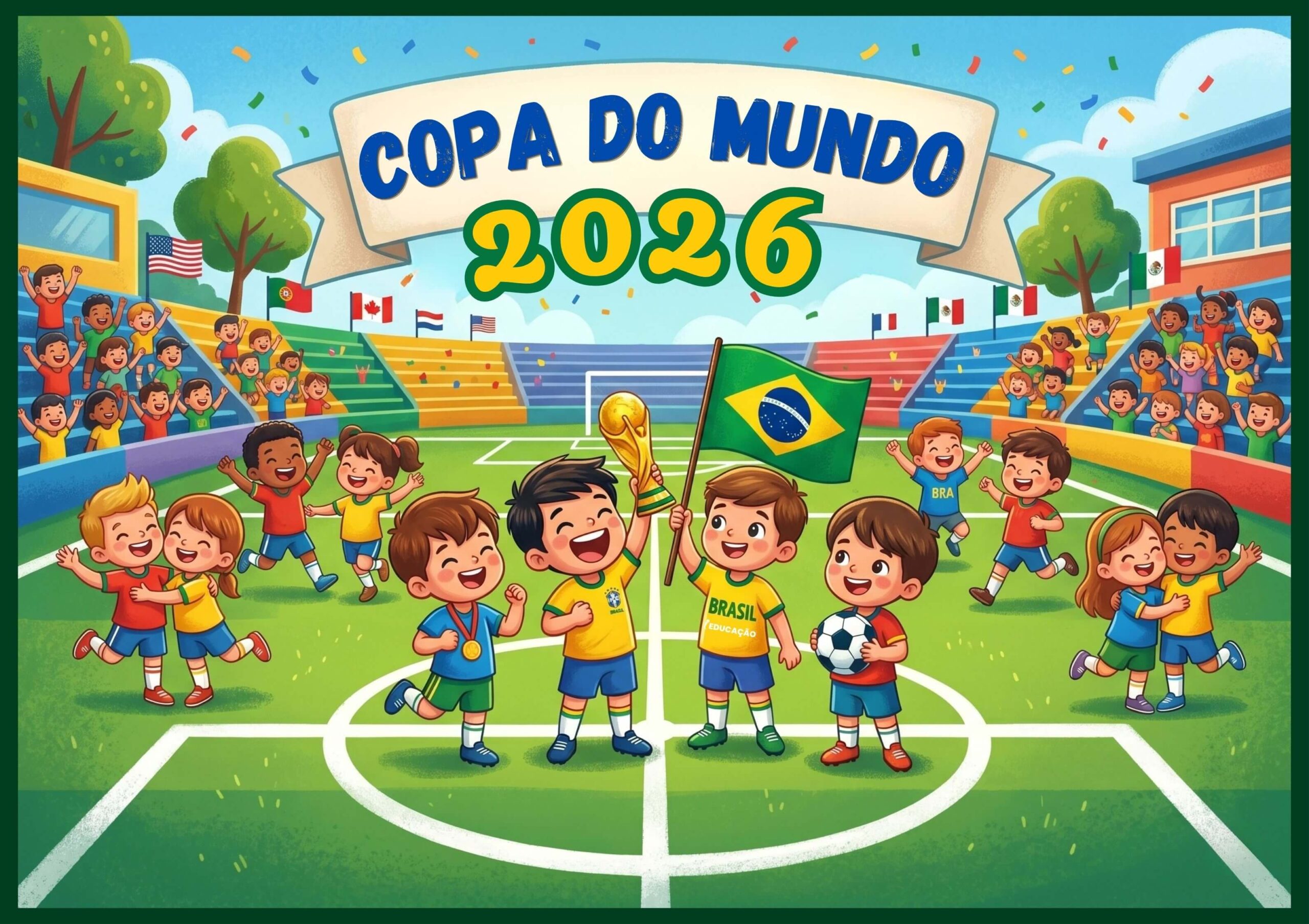 Painel Copa do Mundo 2026 Para Imprimir Grátis painel da copa do mundo 2026 para montar e decorar a escola para as comemorações de futebol na educação infantil e anos iniciais - painel da copa para imprimir grátis