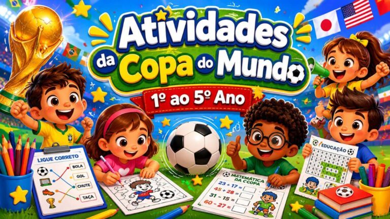 Atividades da Copa do Mundo 1º ao 5º Ano Grátis Para Imprimir 2026