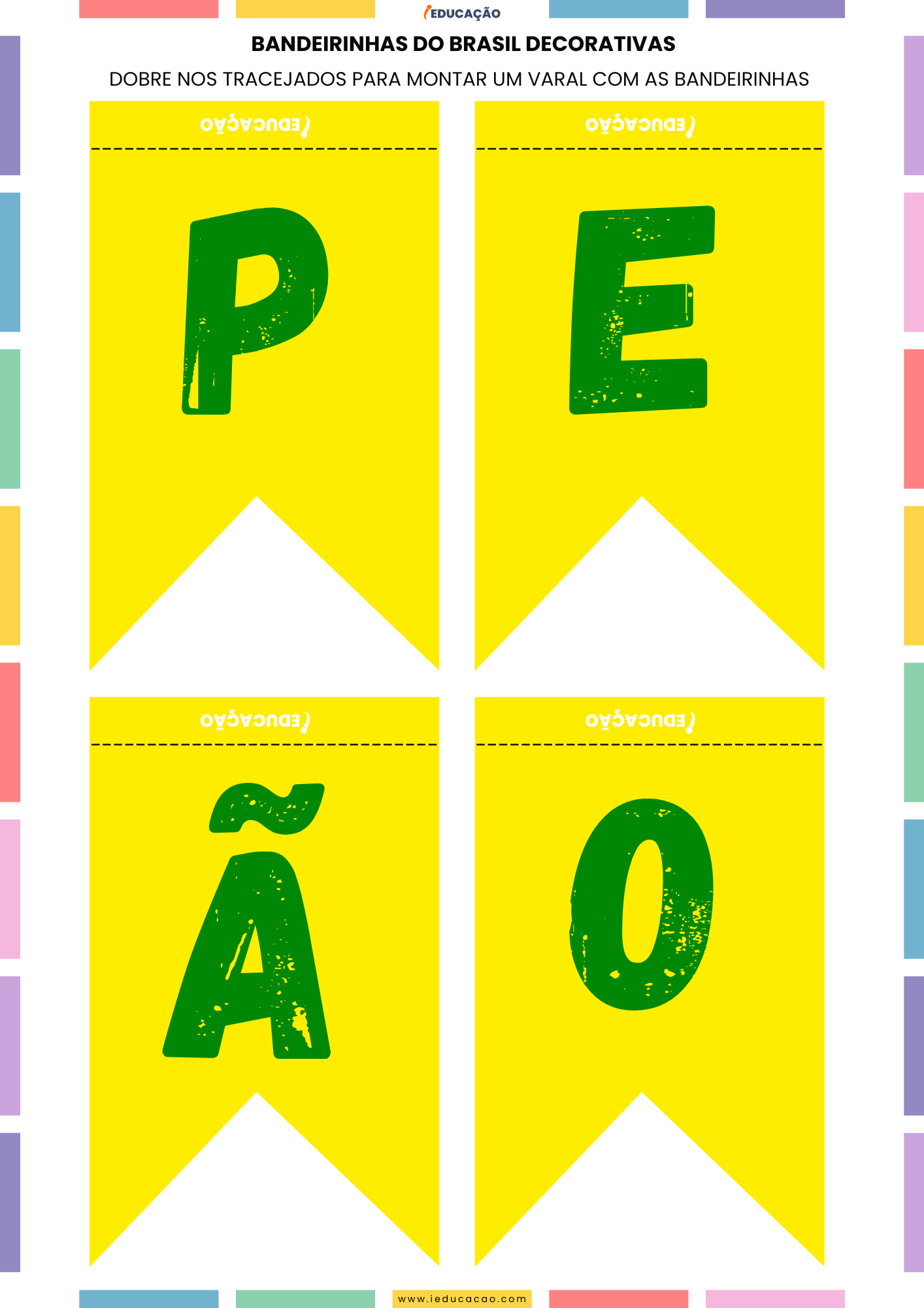 Ideias de Decoração para Copa do Mundo 2026 com PDF Grátis Bandeirinhas Juninas para copa do mundo - Decoração para Copa do Mundo - Bandeirinhas com letras - Brasil Hexa Campeão 3