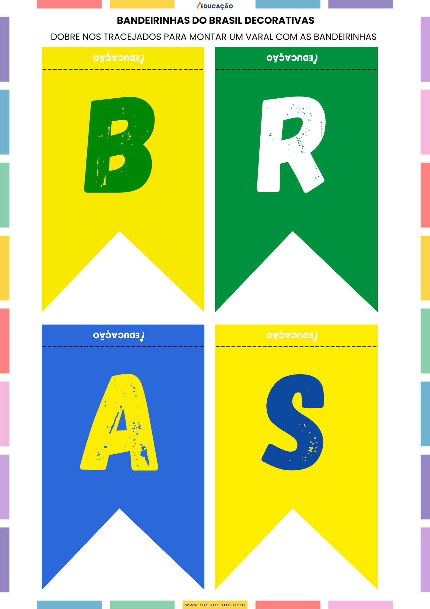 Ideias de Decoração para Copa do Mundo 2026 com PDF Grátis Bandeirinhas Juninas para copa do mundo - Decoração para Copa do Mundo - Bandeirinhas com letras - Brasil