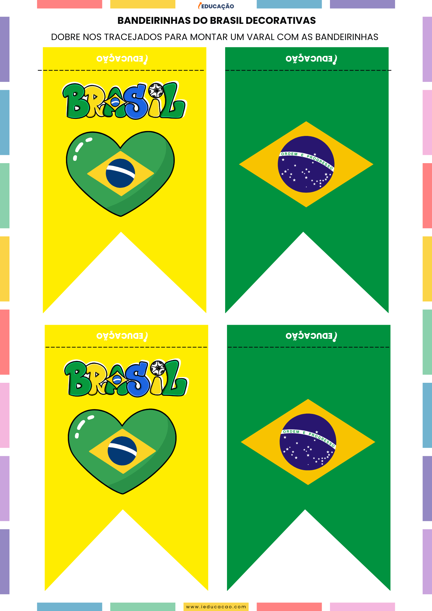 Ideias de Decoração para Copa do Mundo 2026 com PDF Grátis Bandeirinhas juninas para a copa do mundo com a bandeira do Brasil (1)