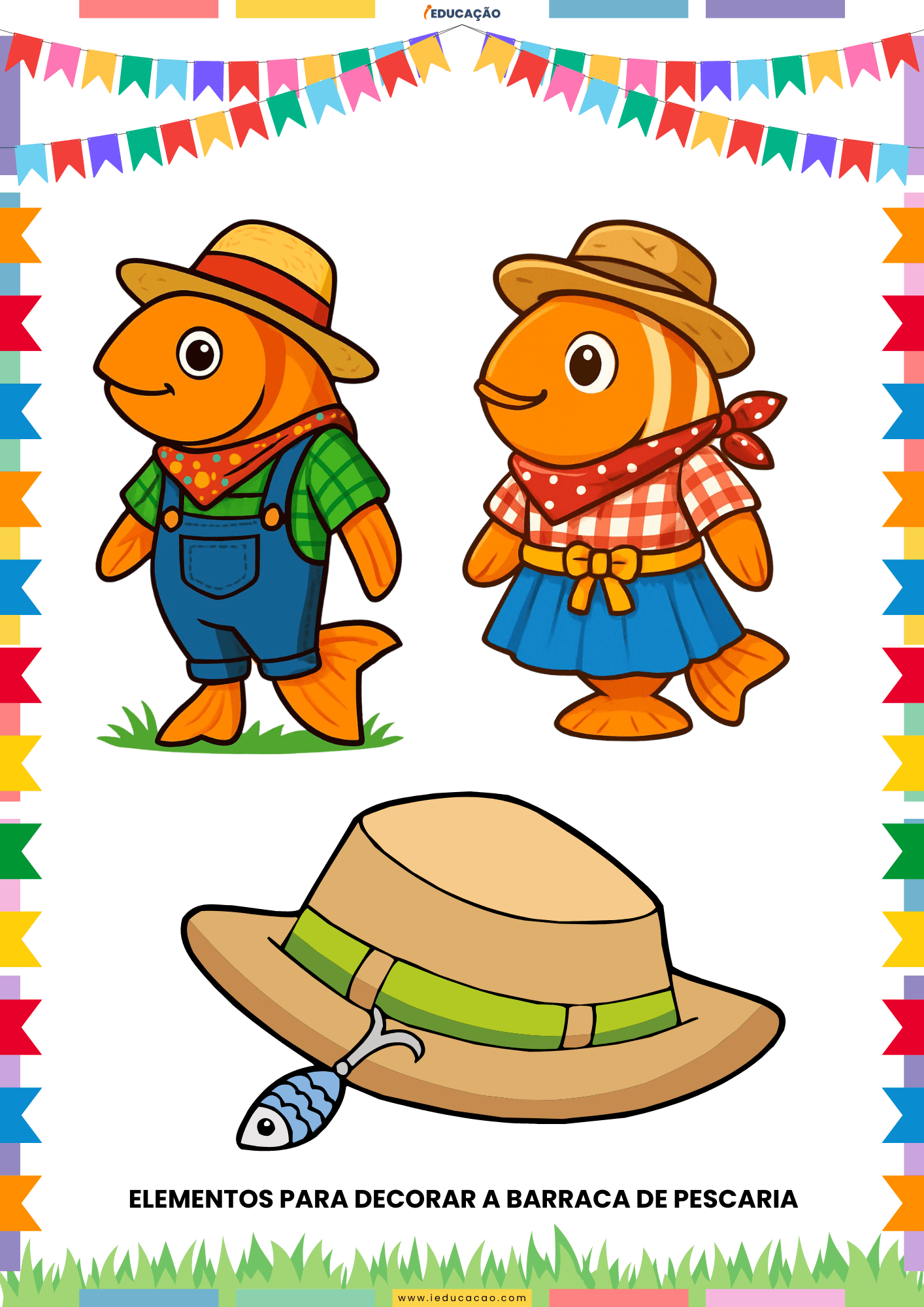 Barraca de Pescaria Para Festa Junina na Escola com Decoração Grátis Decoração de Festa junina para a barraquinha de pescaria - atividades lúdicas para festa junina na educação infantil