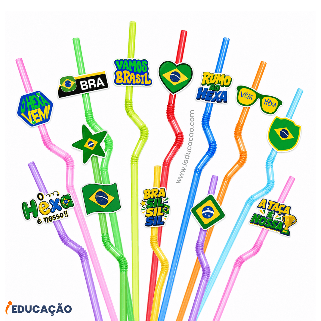 Ideias de Decoração para Copa do Mundo 2026 com PDF Grátis Decoração para Copa do Mundo Com Canudos Para Drinks . Figurinhas para copa do mundo - Vamos Brasil - bandeirinhas do brasil
