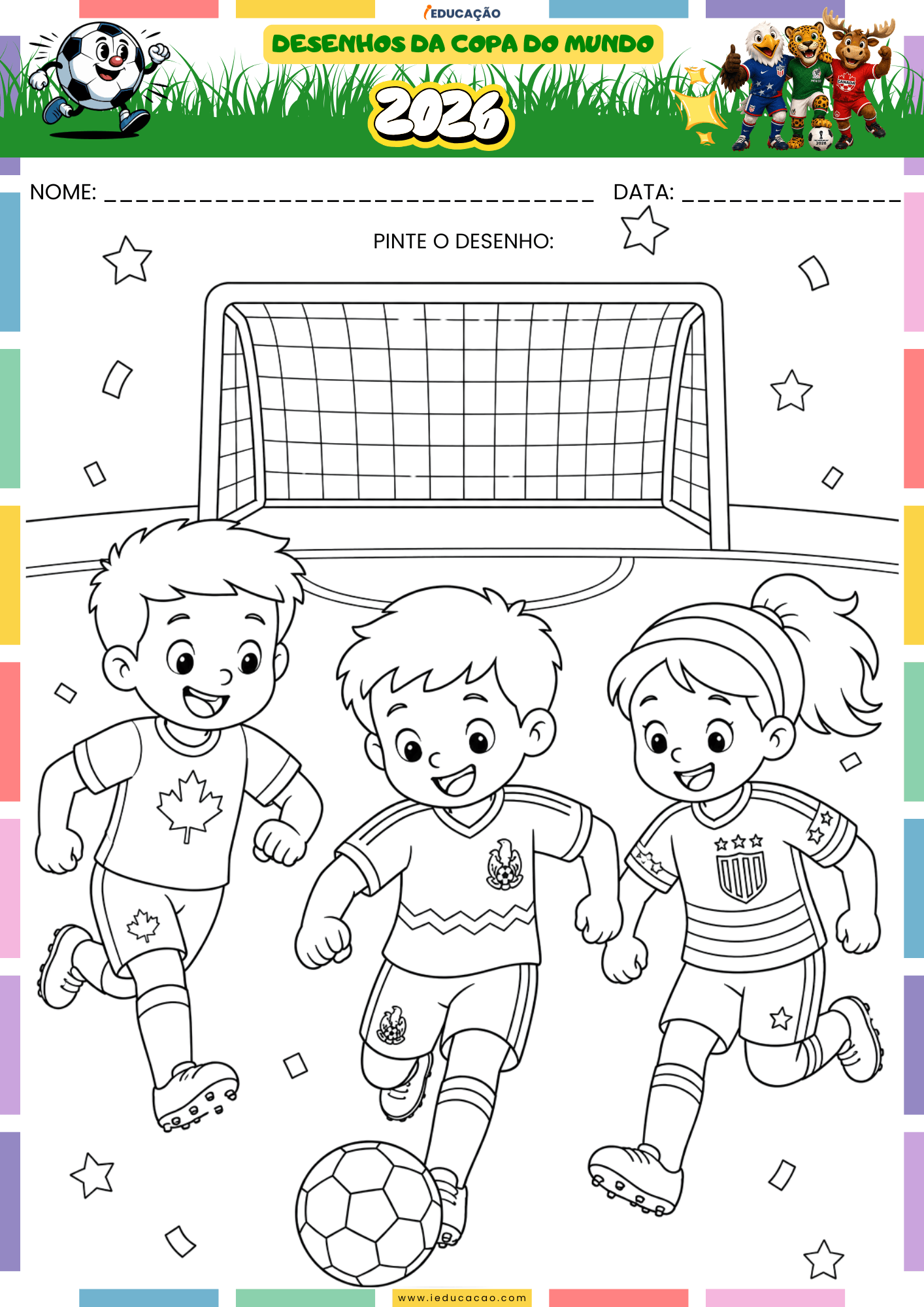Desenhos Para Colorir da Copa do Mundo 2026 Em PDF Grátis Desenho da Copa do Mundo para colorir - desenho de futebol para colorir