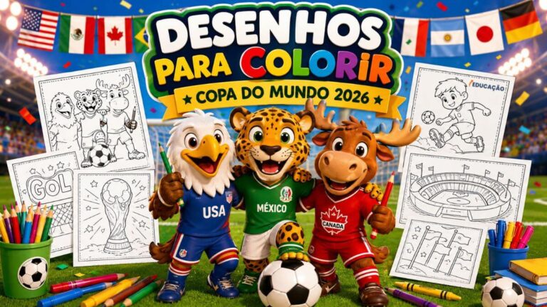 Desenhos Para Colorir da Copa do Mundo 2026 Em PDF Grátis