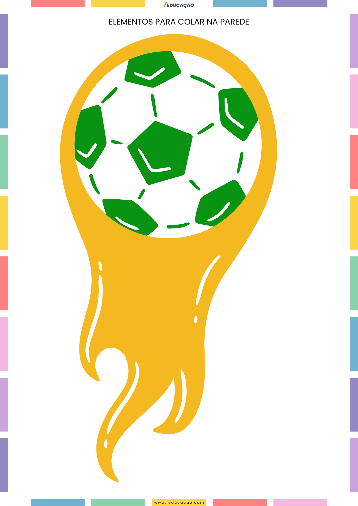 Ideias de Decoração para Copa do Mundo 2026 com PDF Grátis Imagem da Bola de Futebol do Brasil com fogo - Decoração para Copa do Mundo para imprimir
