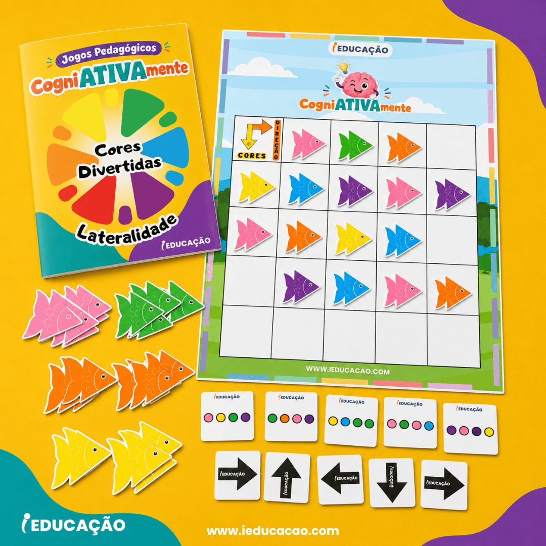 16 Jogos Pedagógicos para Habilidades Cognitivas e Raciocínio Lógico nas Férias Jogo Pedagógico para Imprimir - Jogo das cores divertidas com estímulo da lateralidade para Crianças - Atividades lúdicas com sequência de cores - Jogos Pedagógicos para Habilidades Cognitivas