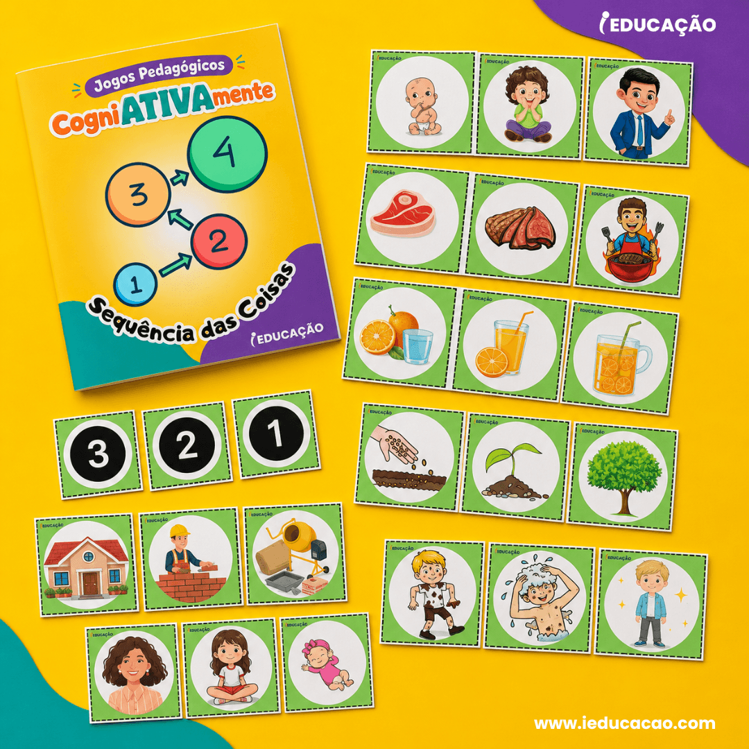 16 Jogos Pedagógicos para Habilidades Cognitivas e Raciocínio Lógico nas Férias Jogo Pedagógico para Imprimir - Jogo de sequênciação para Crianças - Jogos Pedagógicos para Habilidades Cognitivas e Raciocínio Lógico
