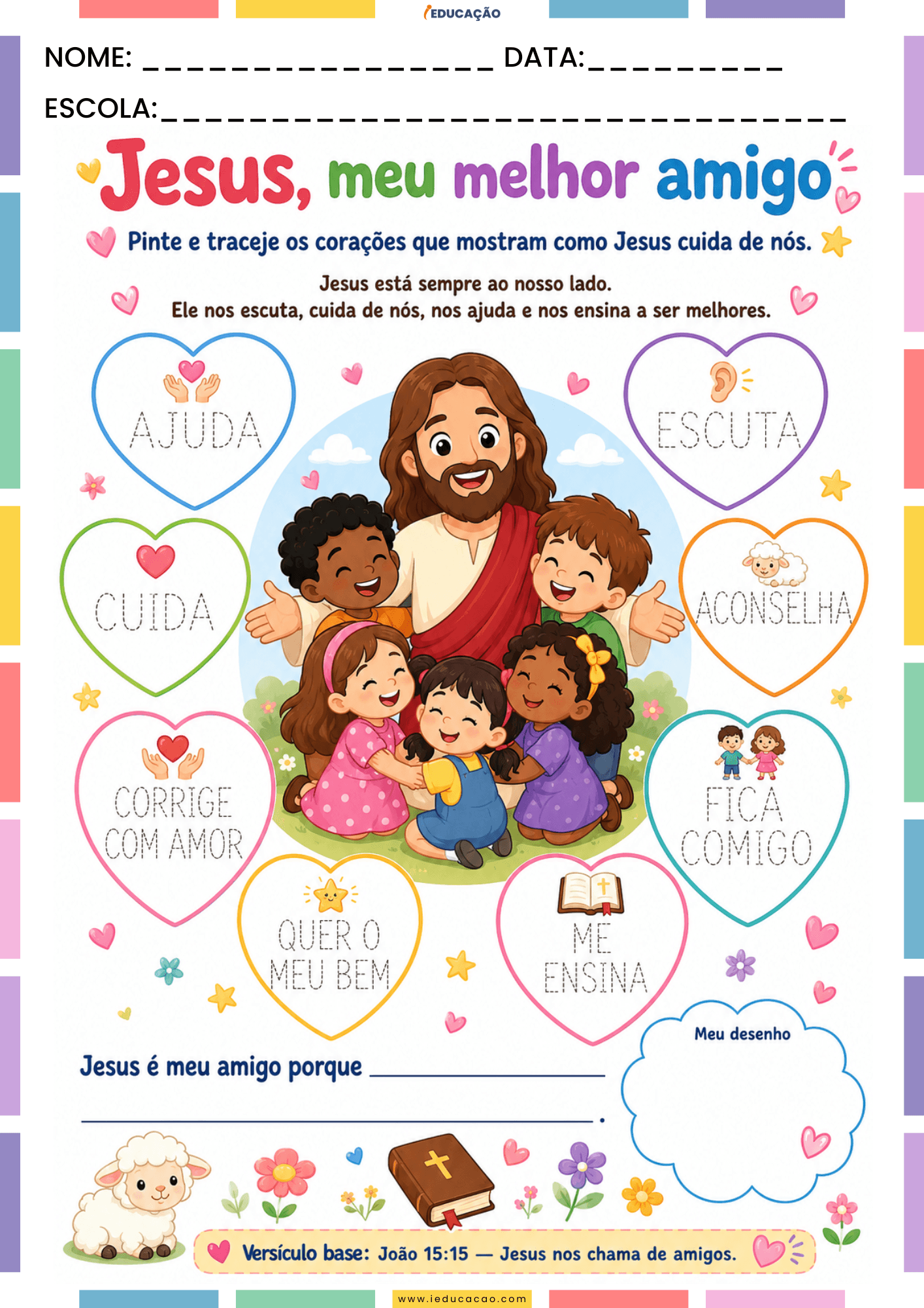Atividades Sobre o Dia do Amigo na Educação Infantil Para Imprimir Atividades Dia do Amigo na Educação Infantil - Jesus é o Melhor amigo - Atividades Cristãs para crianças