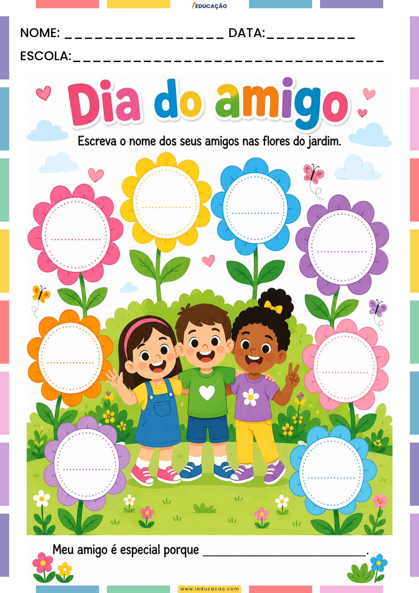 Atividades Sobre o Dia do Amigo na Educação Infantil Para Imprimir Atividades Dia do Amigo na Educação Infantil