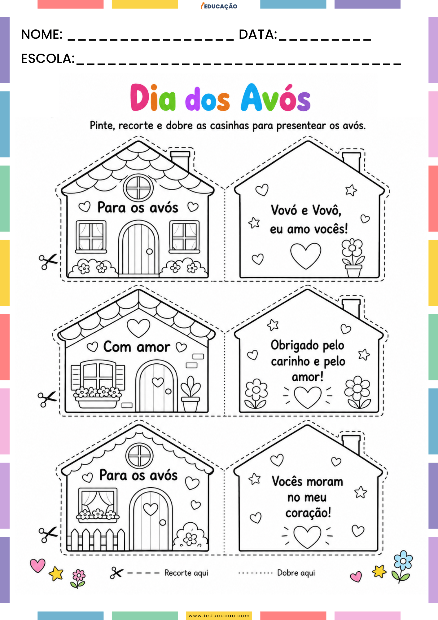 Atividades para o Dia dos Avós em PDF Grátis para Imprimir Atividades para o Dia dos Avós em PDF Grátis para Imprimir - A casinha dos avós - Lembrancinhas dia dos avós