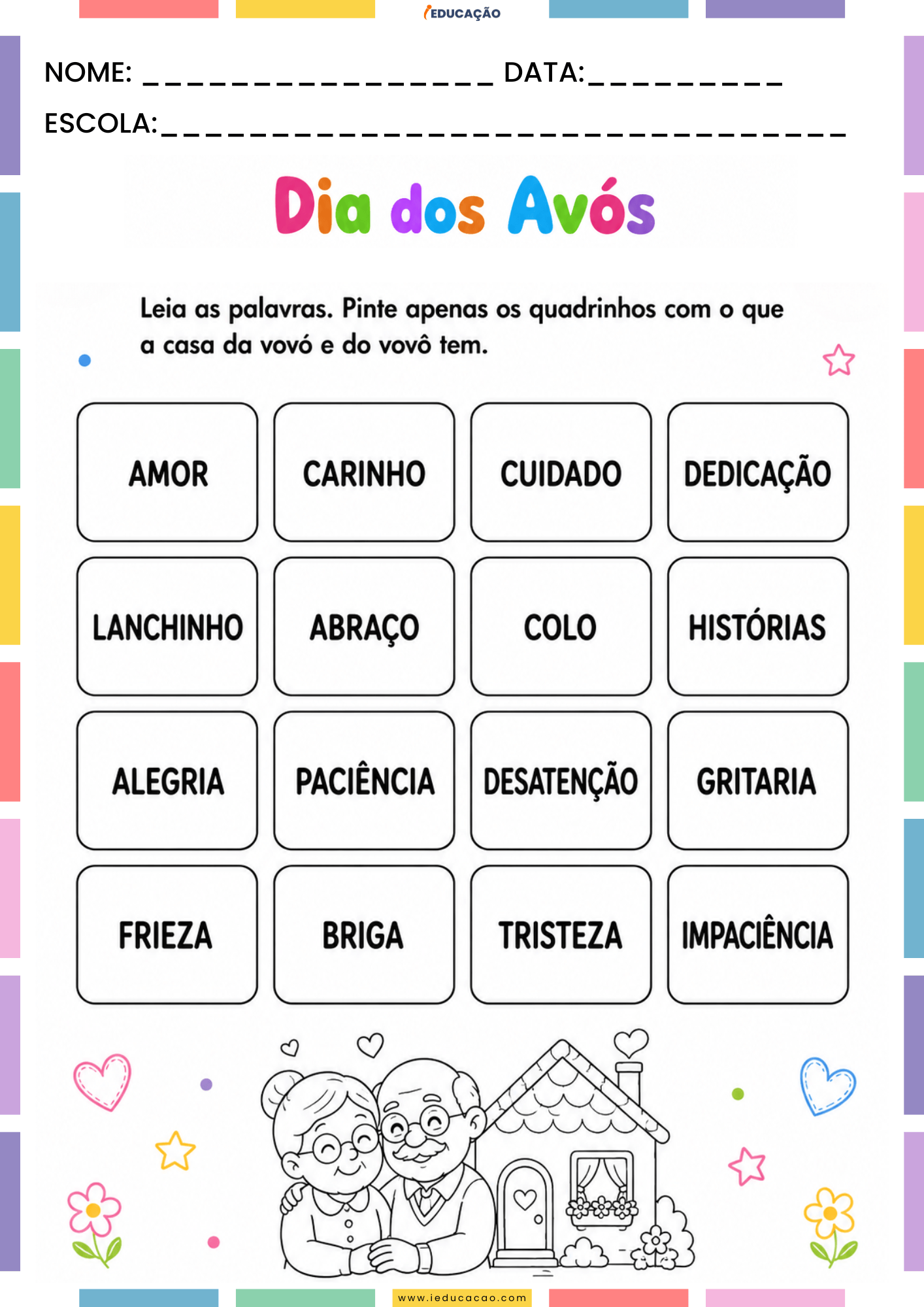 Atividades para o Dia dos Avós em PDF Grátis para Imprimir Atividades para o Dia dos Avós em PDF Grátis para Imprimir - Atividade de leitura para imprimir