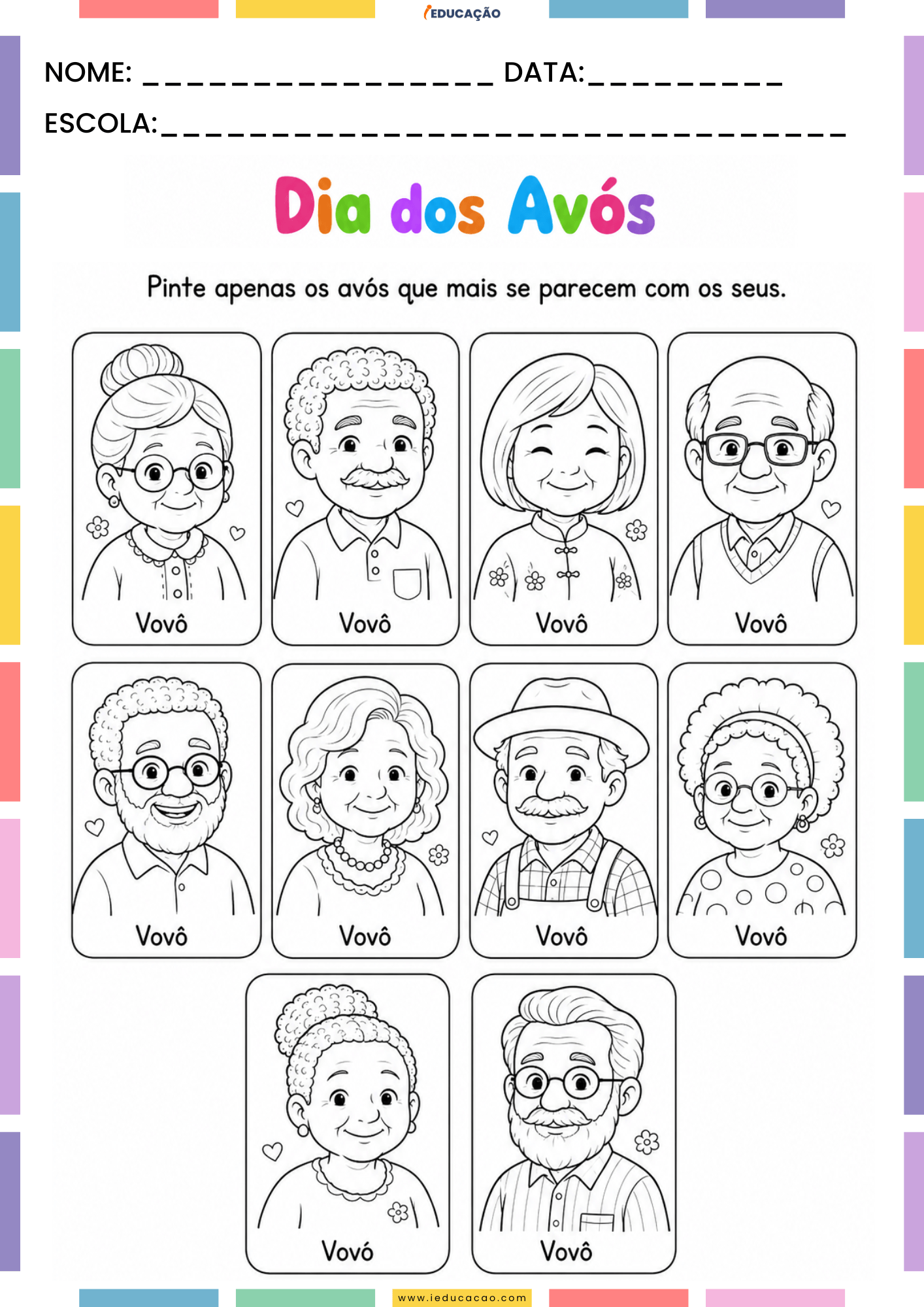 Atividades para o Dia dos Avós em PDF Grátis para Imprimir Atividades para o Dia dos Avós em PDF Grátis para Imprimir - Atividade sobre o dia dos avós para colorir - atividades para educação infantil