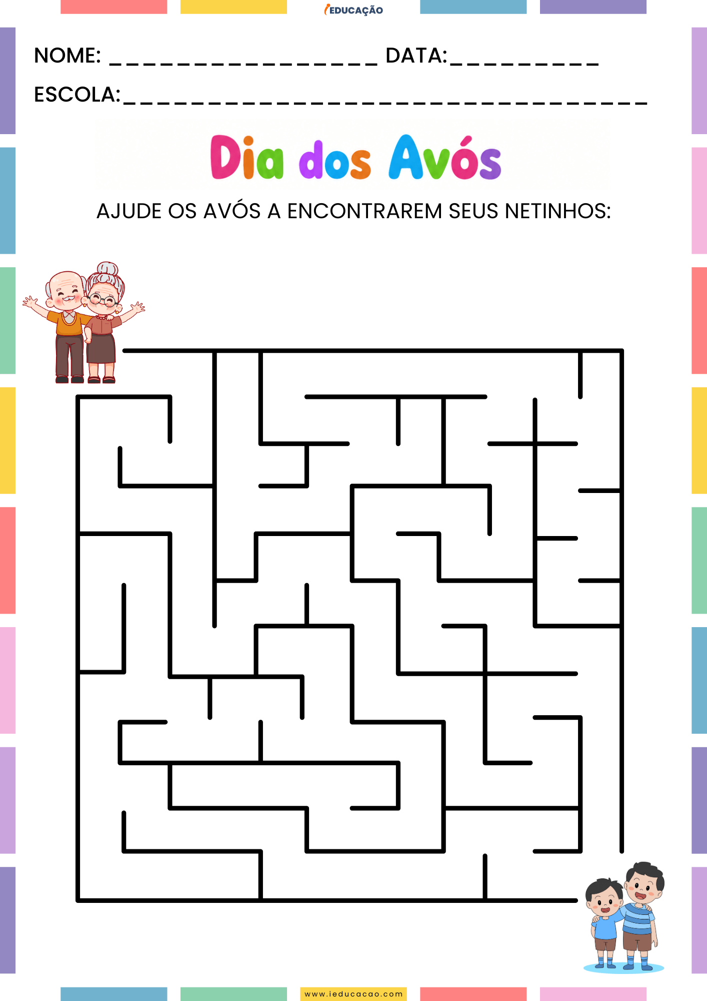 Atividades para o Dia dos Avós em PDF Grátis para Imprimir Atividades para o Dia dos Avós em PDF Grátis para Imprimir - Atividades com labirintos para imprimir - atividades para educação infantil