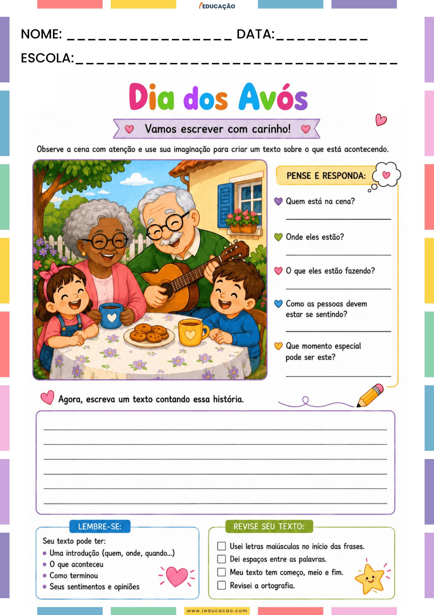 Atividades para o Dia dos Avós em PDF Grátis para Imprimir Atividades para o Dia dos Avós em PDF Grátis para Imprimir - Atividades de Produção textual para imprimir