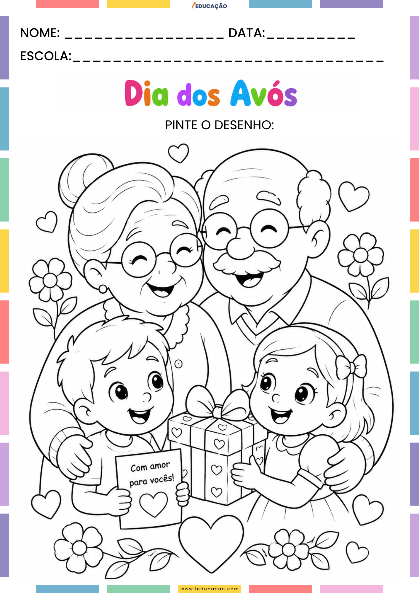 Atividades para o Dia dos Avós em PDF Grátis para Imprimir Atividades para o Dia dos Avós em PDF Grátis para Imprimir - Desenhos dia dos avós para colorir