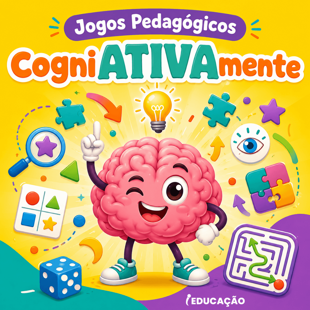 Capa do material CogniATIVAmente, jogos pedagógicos para imprimir