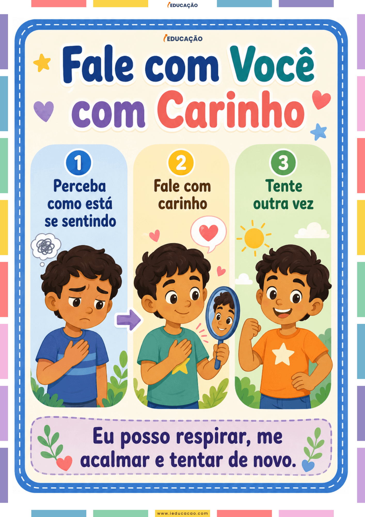 Mindfulness para Crianças: Pôsteres de Autorregulação Emocional para Imprimir Mindfulness para Crianças_ inteligência emocional para crianças - fale com você com carinho . autorregulação infantil