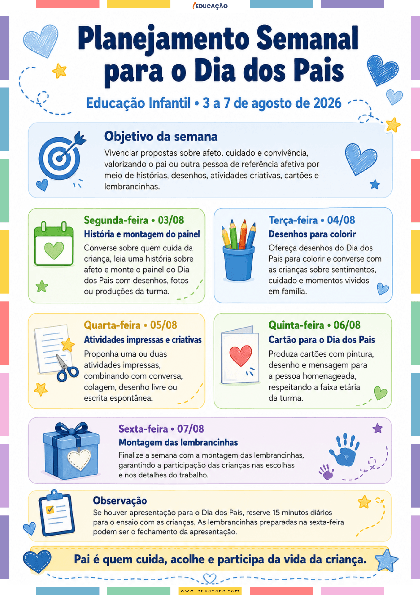 Plano de Aula para o Dia dos Pais na Educação Infantil Plano de Aula Semanal para o dia dos Pais - Plano de aula dia dos Pais para Educação Infantil - dia dos Pais 2026