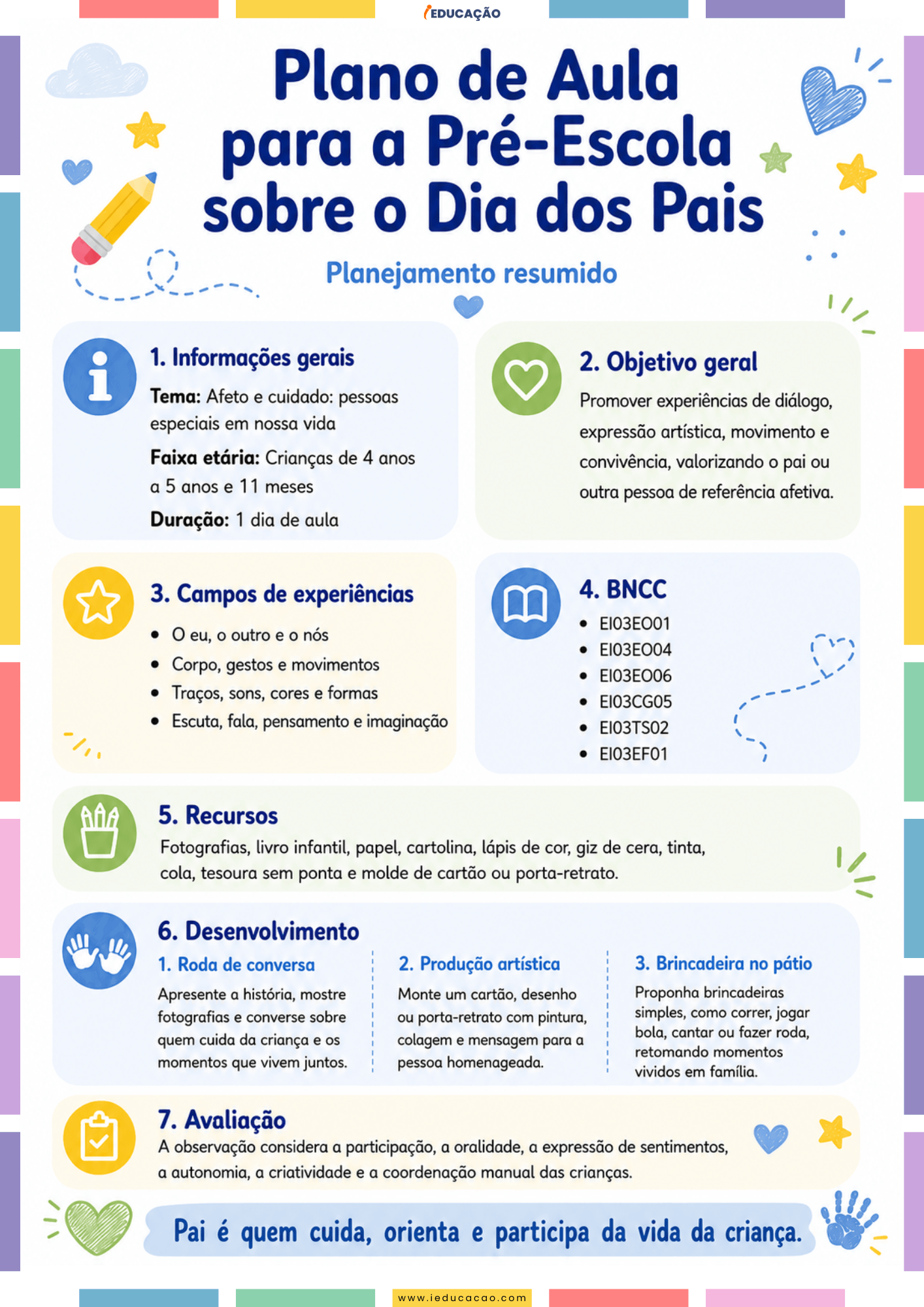 Plano de Aula para o Dia dos Pais na Educação Infantil Plano de Aula para a pré-escola Sobre o dia dos Pais - Plano de Aula para o Dia dos Pais na Educação Infantil
