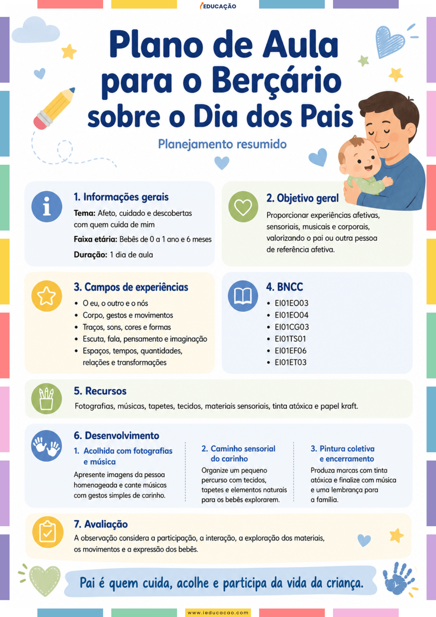 Plano de Aula para o Dia dos Pais na Educação Infantil Plano de Aula para o Berçário Sobre o dia dos Pais - Plano de Aula para o Dia dos Pais na Educação Infantil