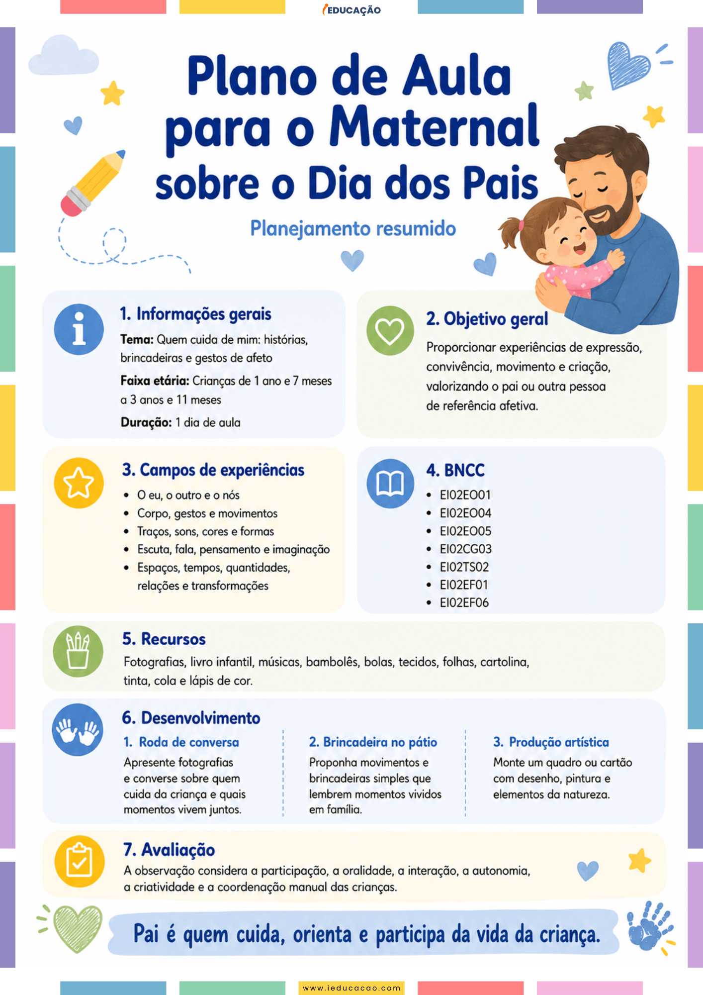 Plano de Aula para o Dia dos Pais na Educação Infantil Plano de Aula para o Maternal Sobre o dia dos Pais - Plano de Aula para o Dia dos Pais na Educação Infantil